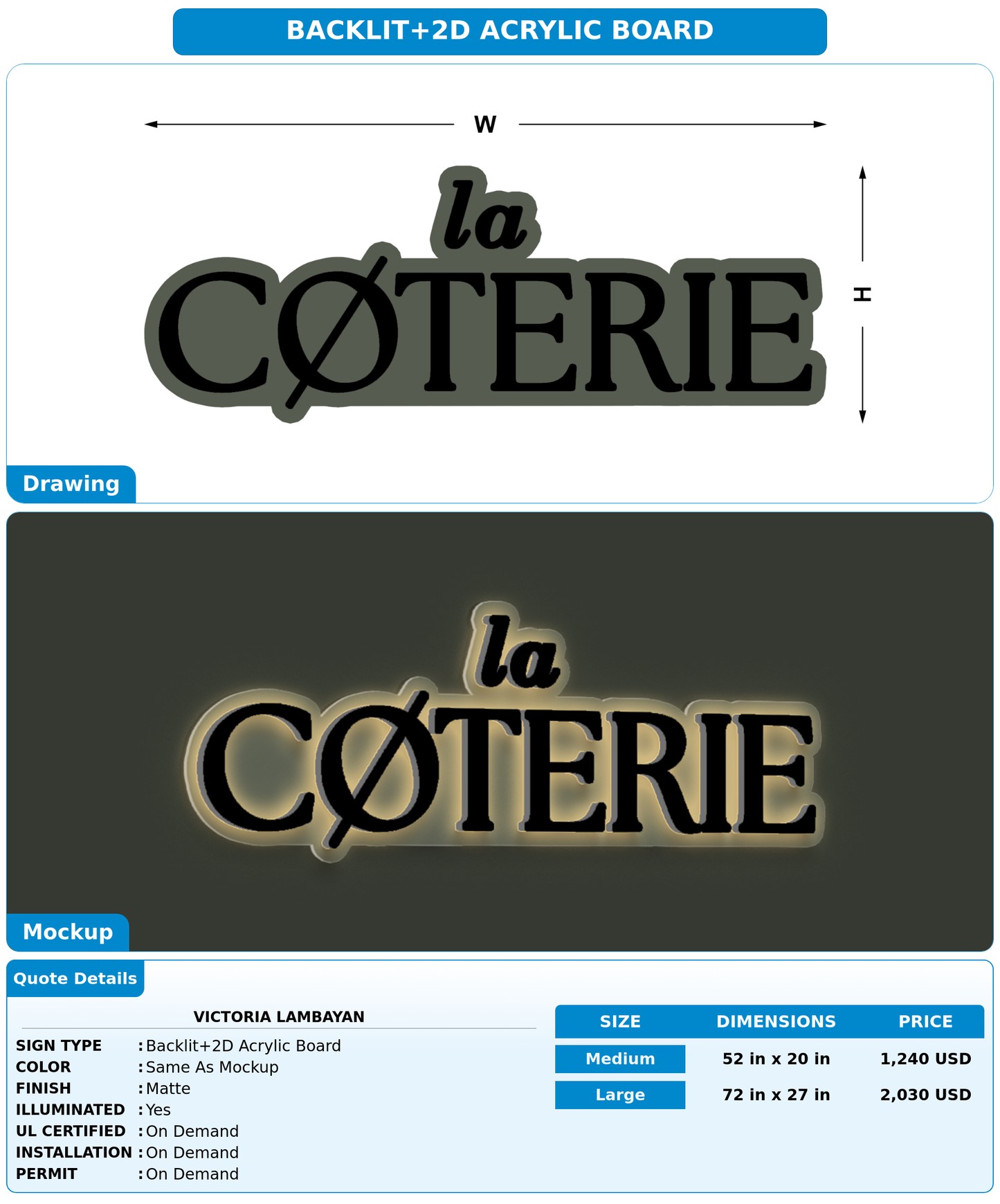 CUSTOM MOCKUP SIGN FOR Victoria Lambayan