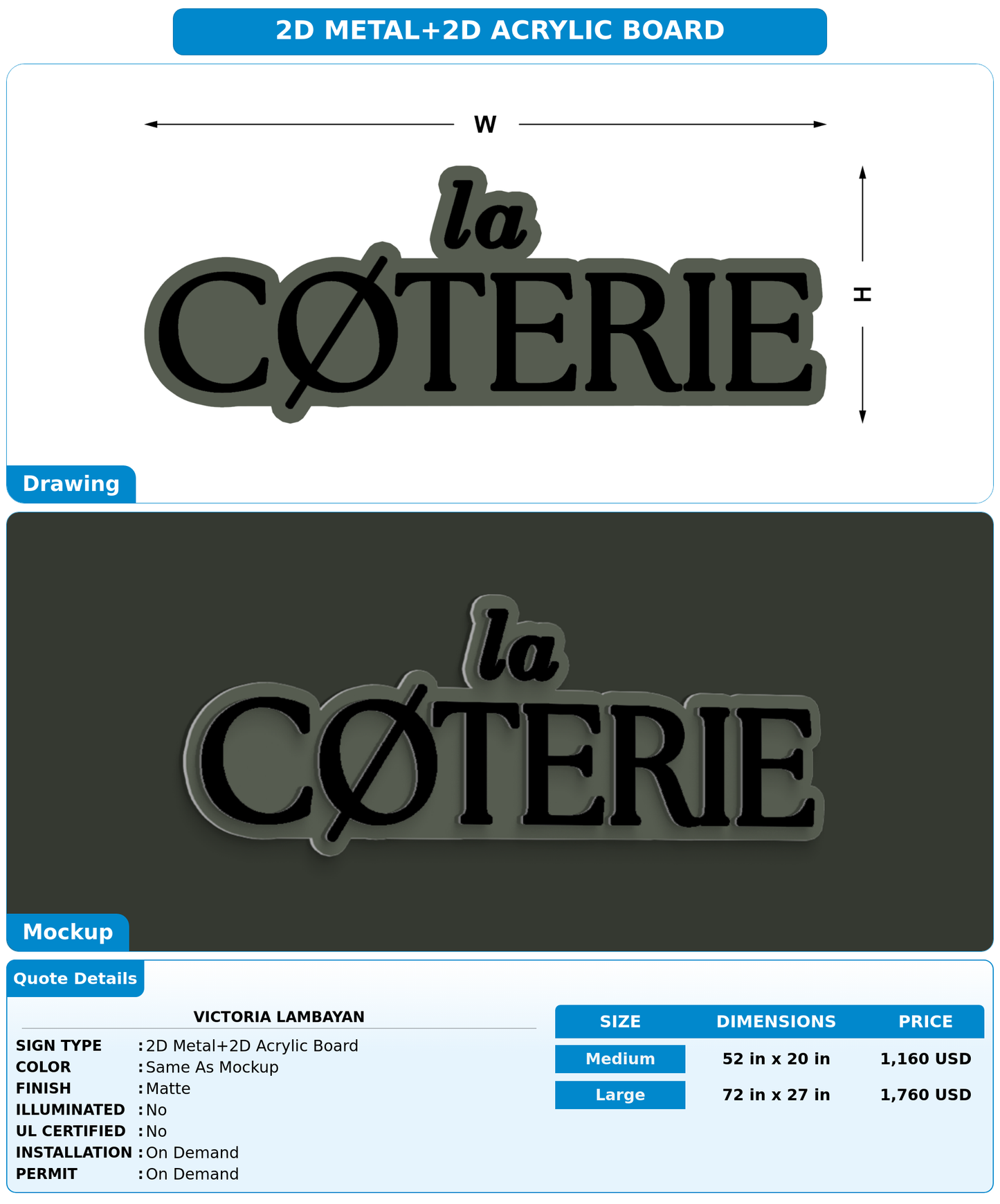 CUSTOM MOCKUP SIGN FOR Victoria Lambayan