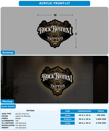 CUSTOM MOCKUP SIGN FOR Tattoos