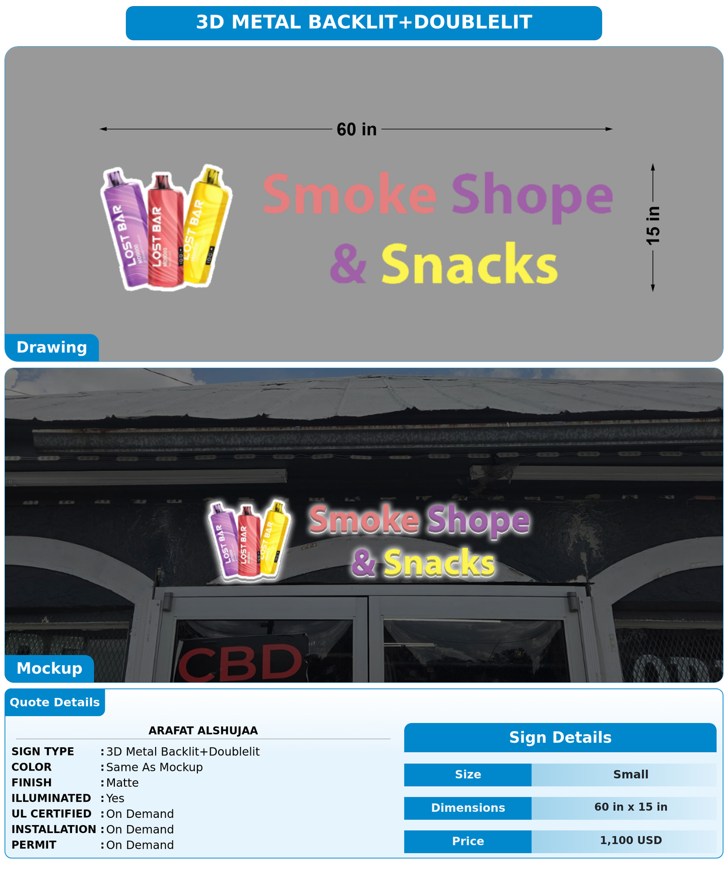 CUSTOM MOCKUP SIGN FOR Arafat  alshujaa