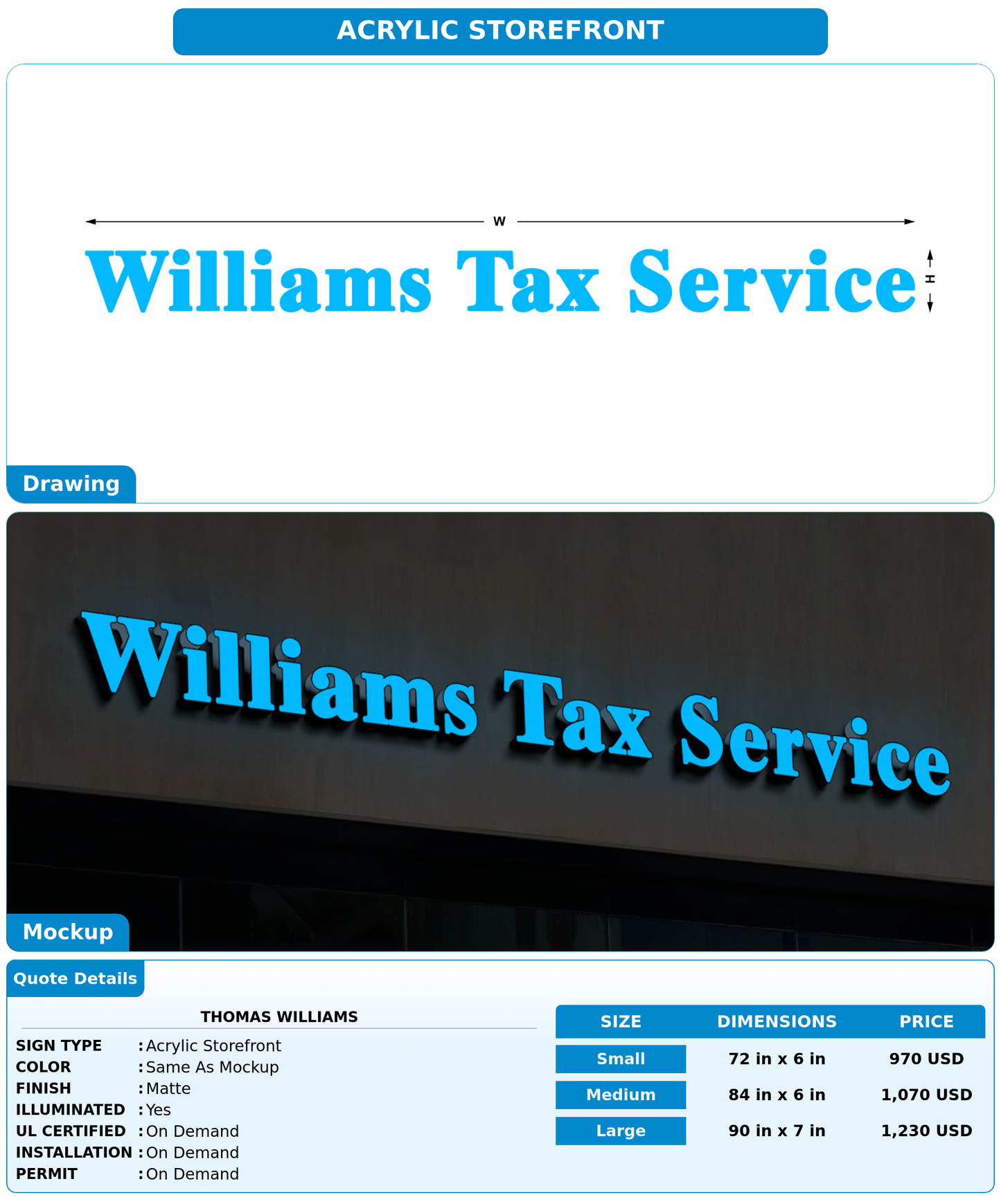 CUSTOM MOCKUP SIGN FOR THOMAS WILLIAMS