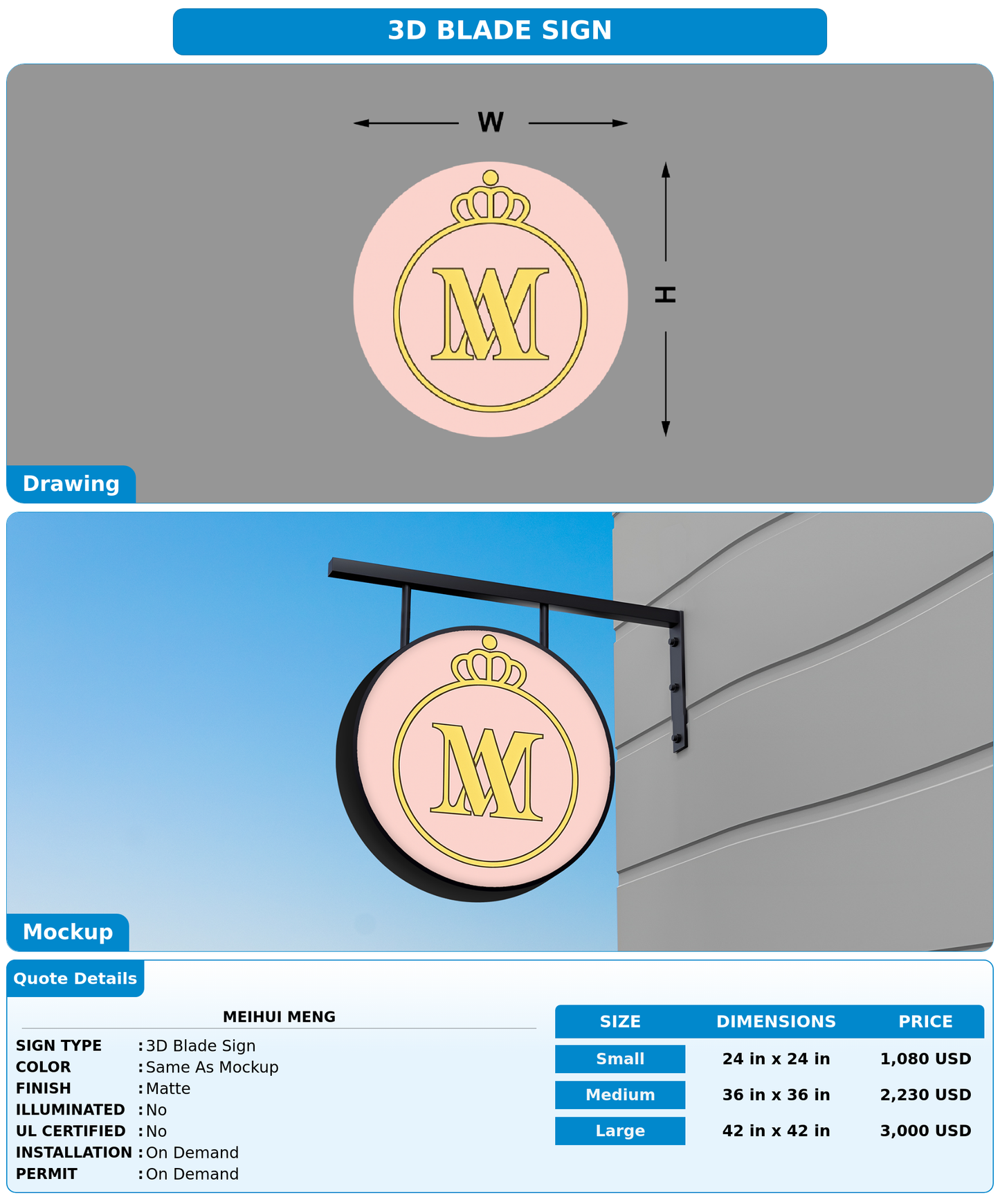 CUSTOM MOCKUP SIGN FOR Meihui Meng