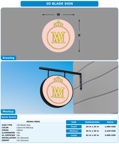 CUSTOM MOCKUP SIGN FOR Meihui Meng