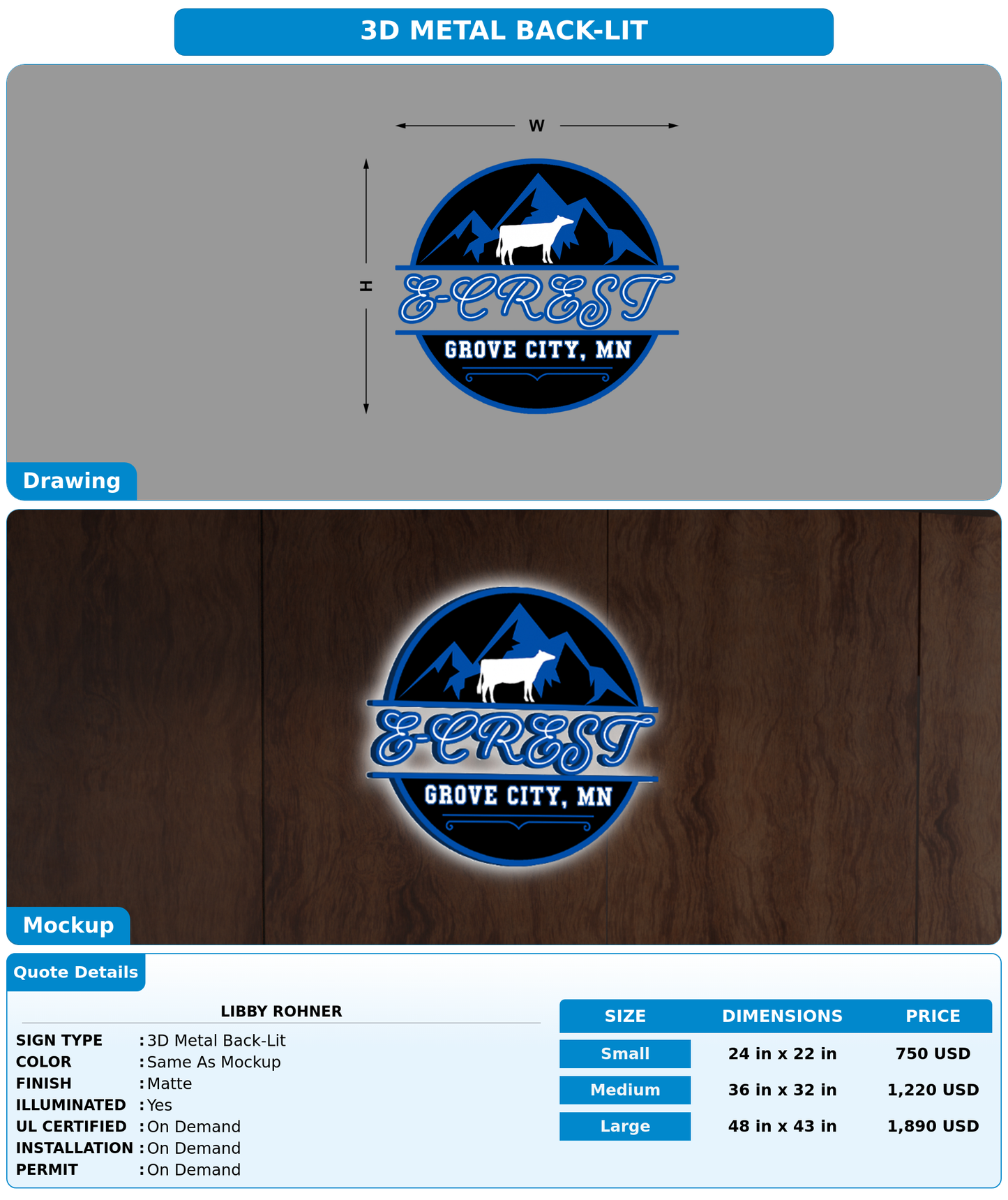 CUSTOM MOCKUP SIGN FOR Libby  Rohner