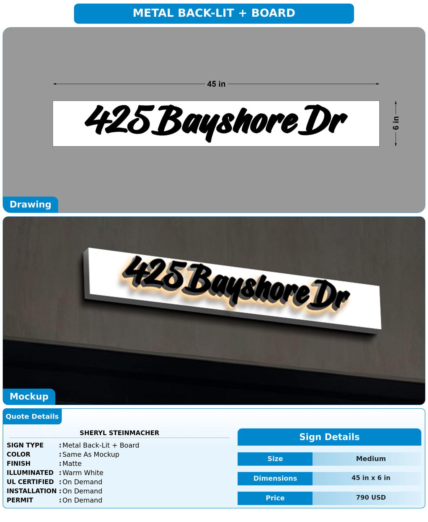 CUSTOM MOCKUP SIGN FOR Sheryl Steinmacher