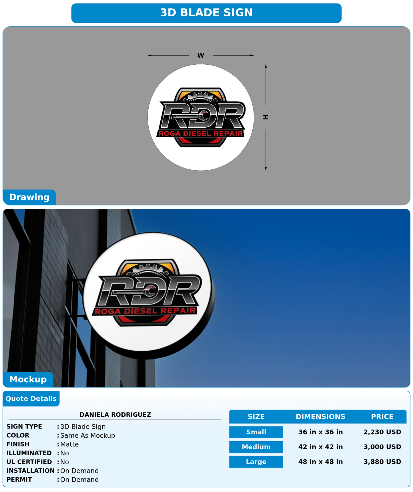 CUSTOM MOCKUP SIGN FOR Daniela Rodriguez