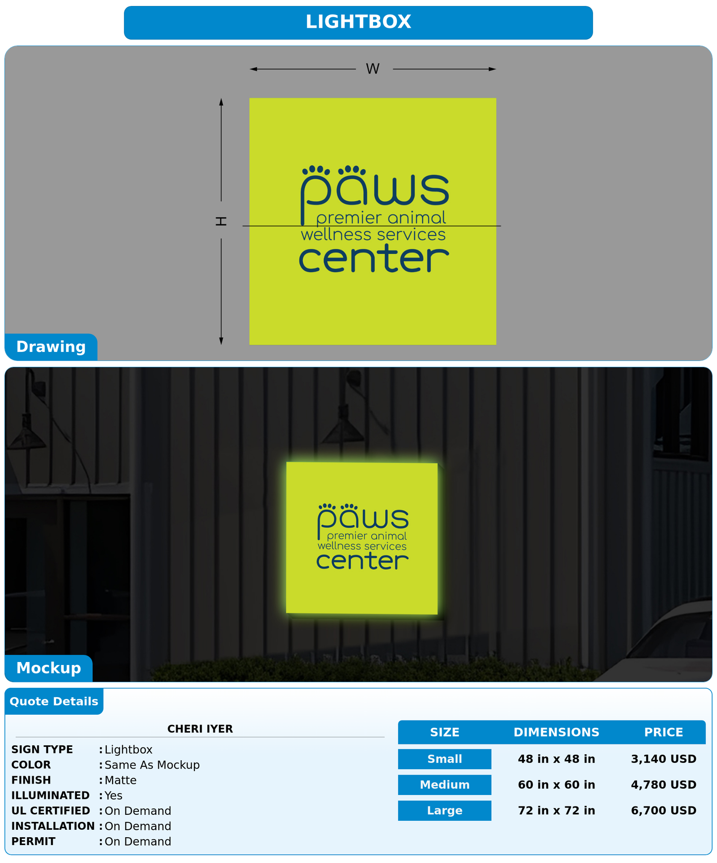 CUSTOM MOCKUP SIGN FOR Cheri Iyer