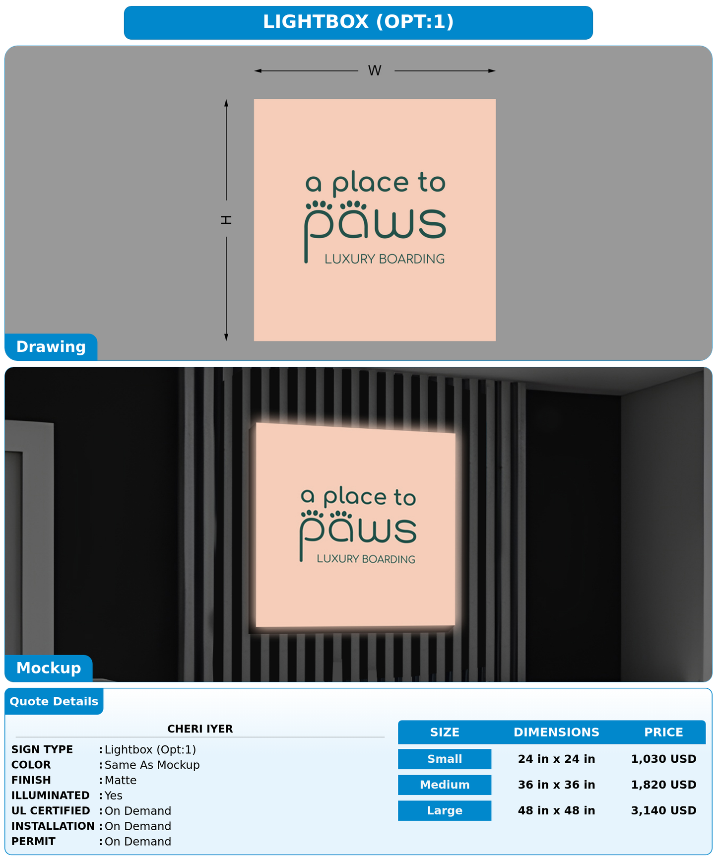 CUSTOM MOCKUP SIGN FOR Cheri Iyer