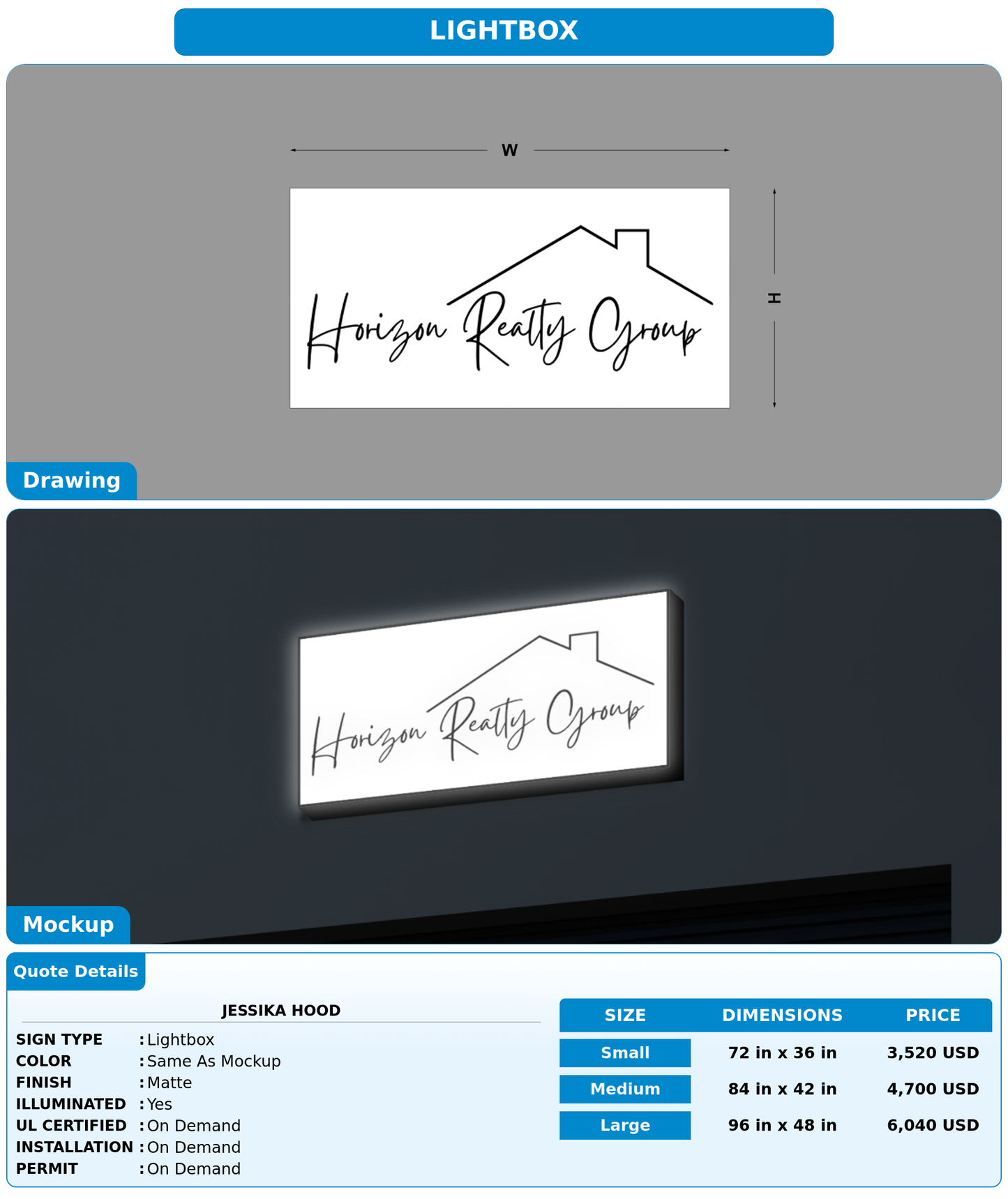 CUSTOM MOCKUP SIGN FOR Jessika Hood