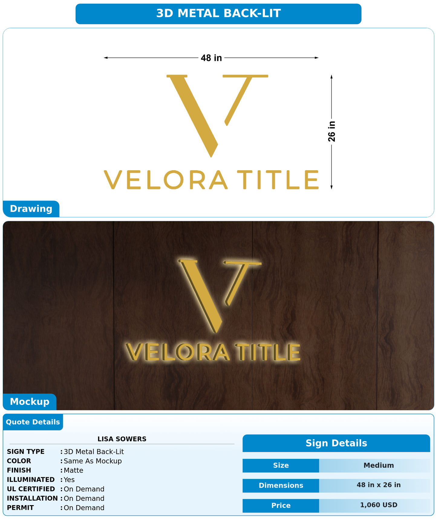 CUSTOM MOCKUP SIGN FOR Lisa Sowers