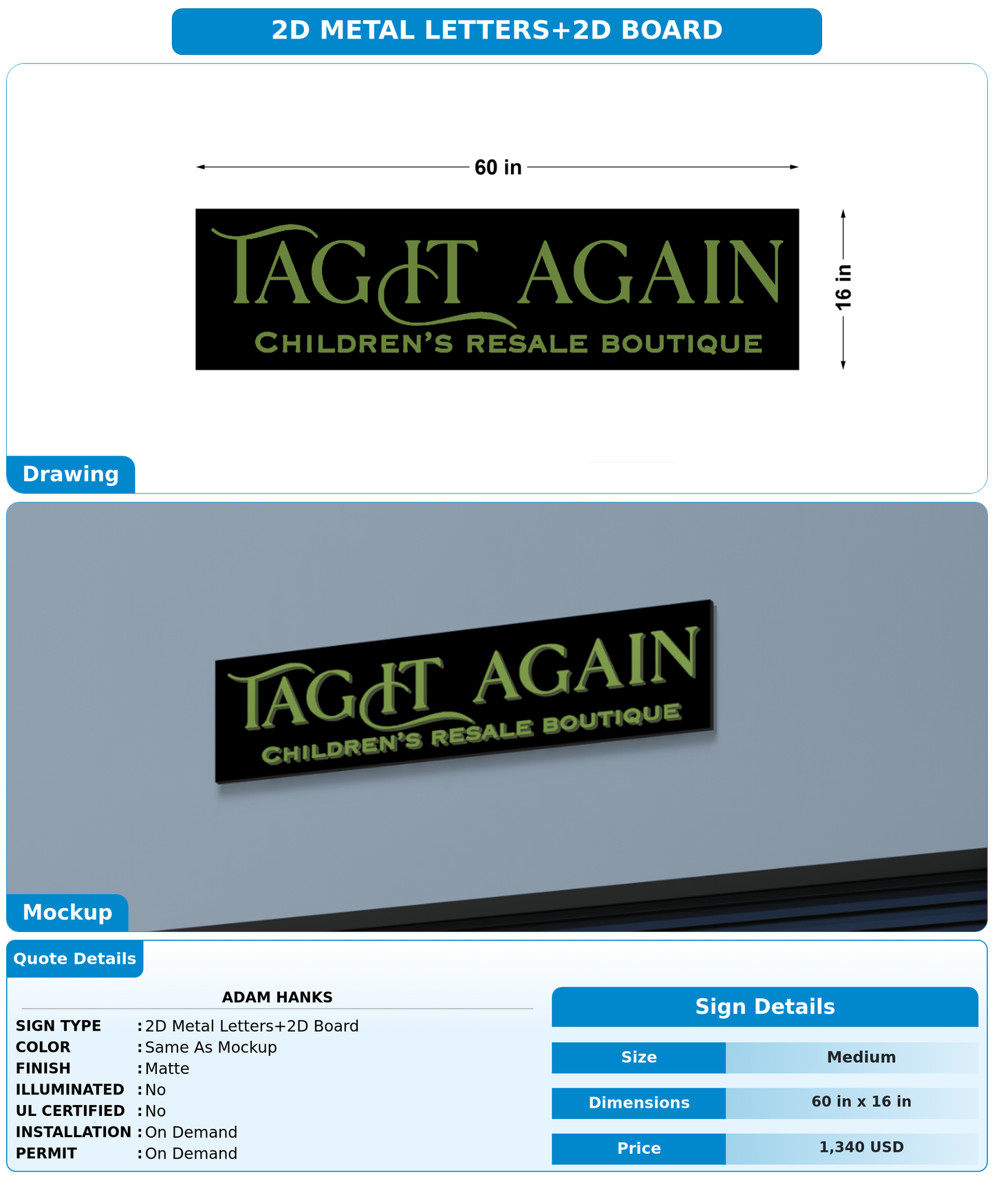 CUSTOM MOCKUP SIGN FOR Adam Hanks