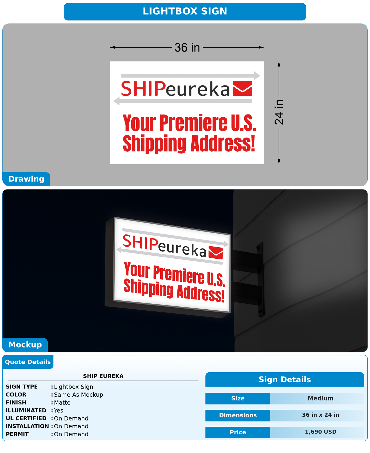 CUSTOM MOCKUP SIGN FOR Ship Eureka