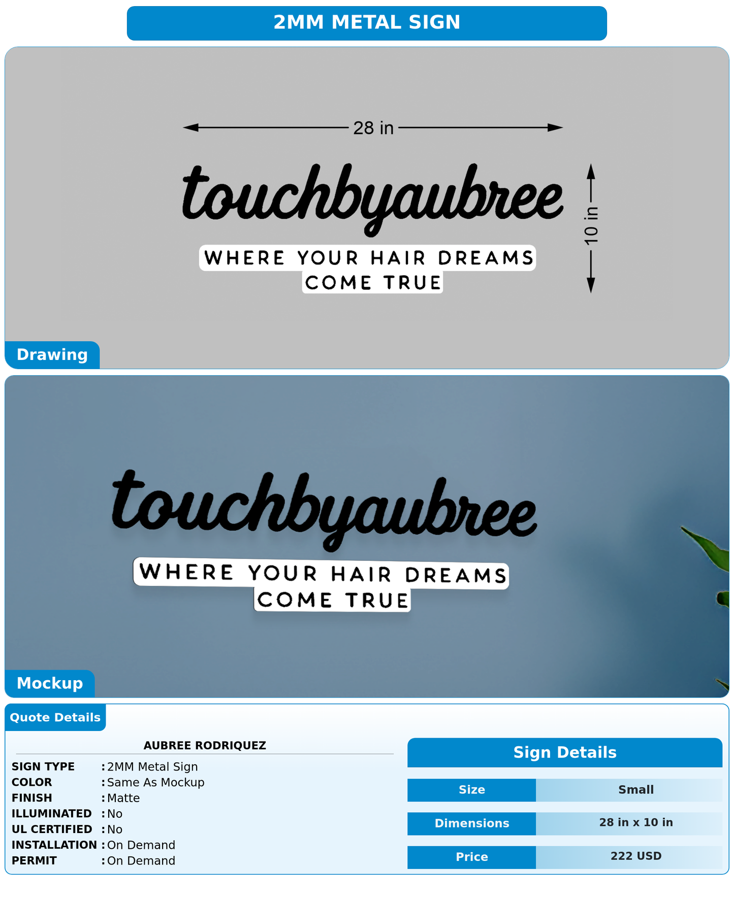 CUSTOM MOCKUP SIGN FOR Aubree Rodriquez