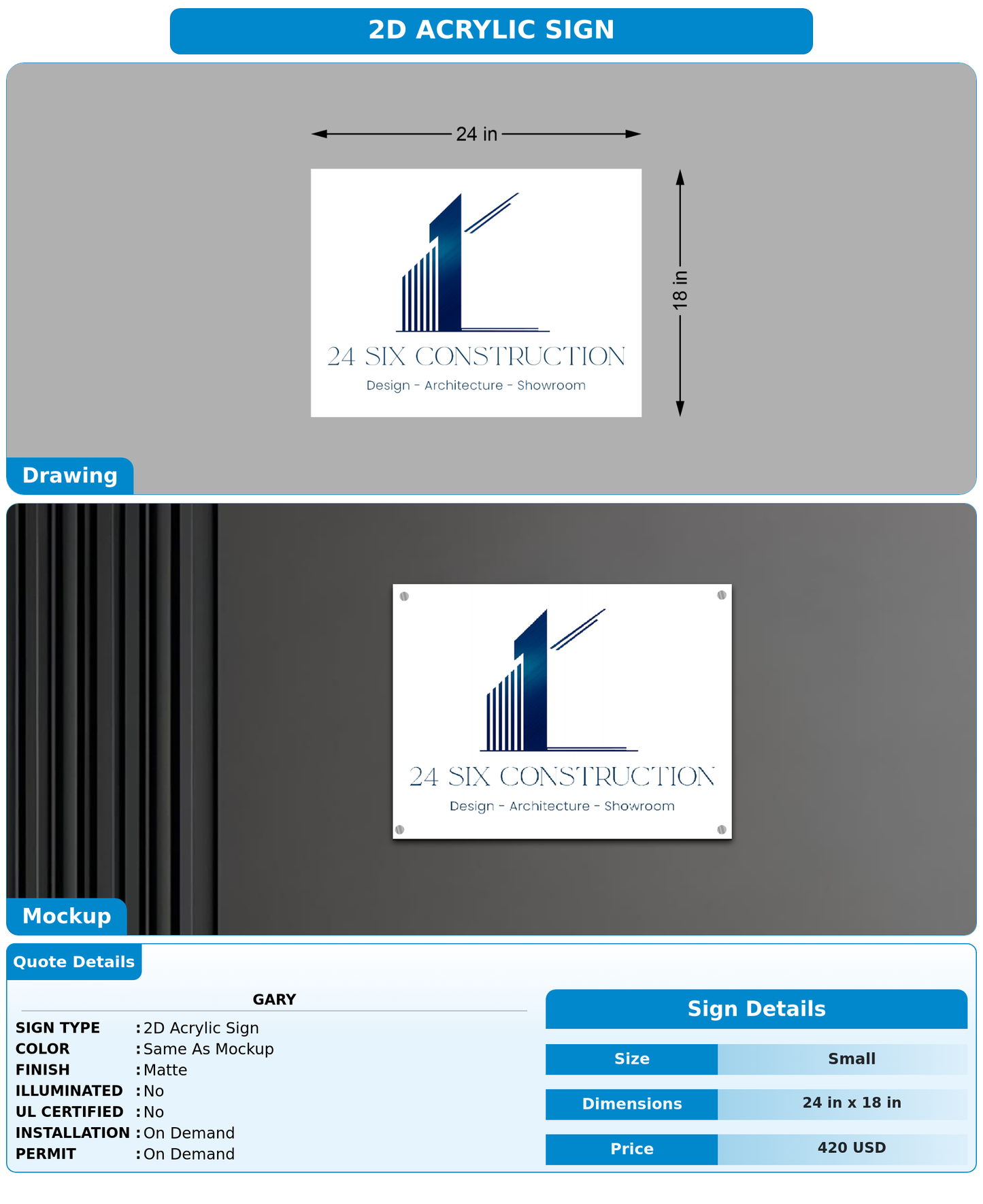 CUSTOM MOCKUP SIGN FOR Gary