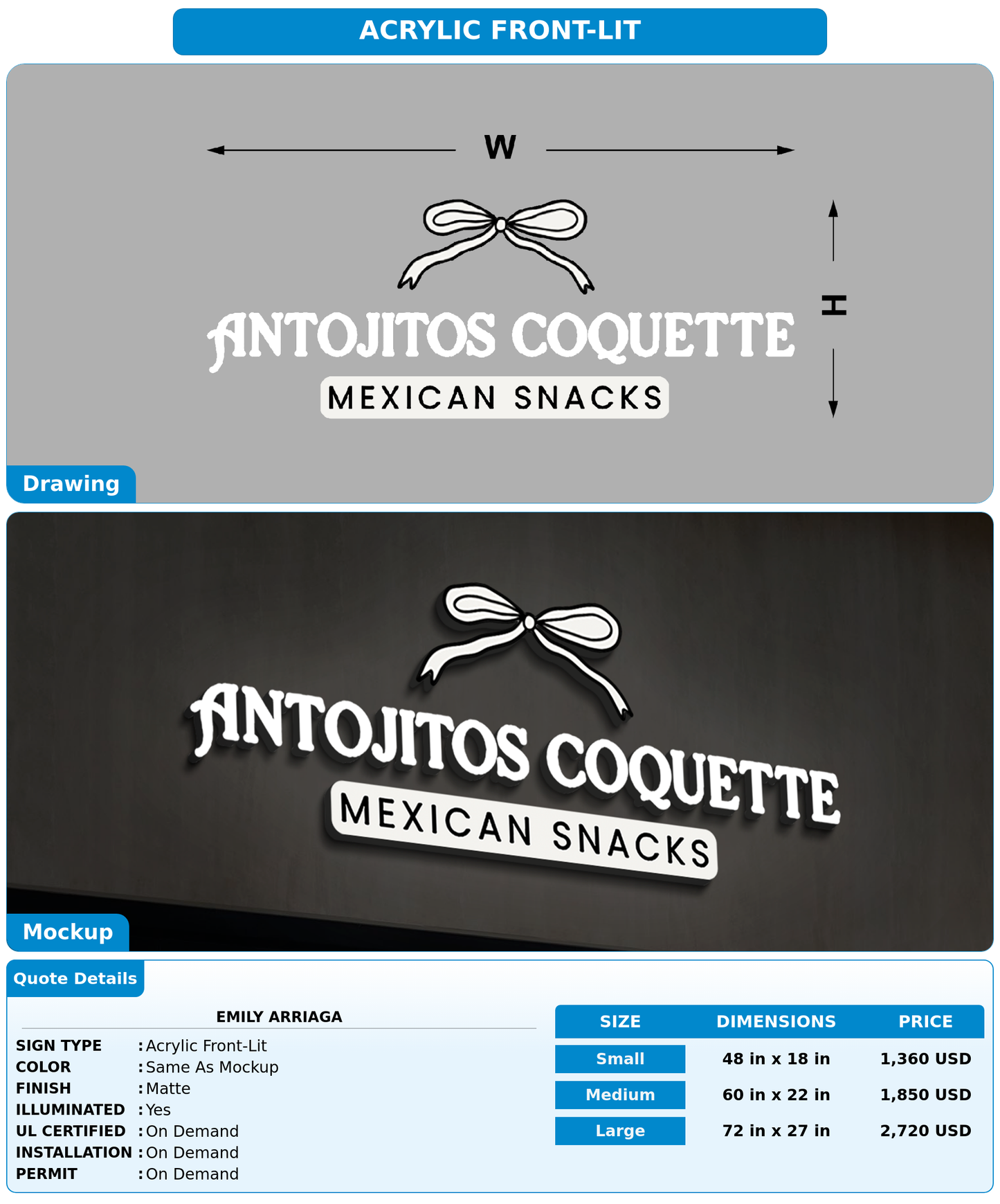 CUSTOM MOCKUP SIGN FOR Emily Arriaga