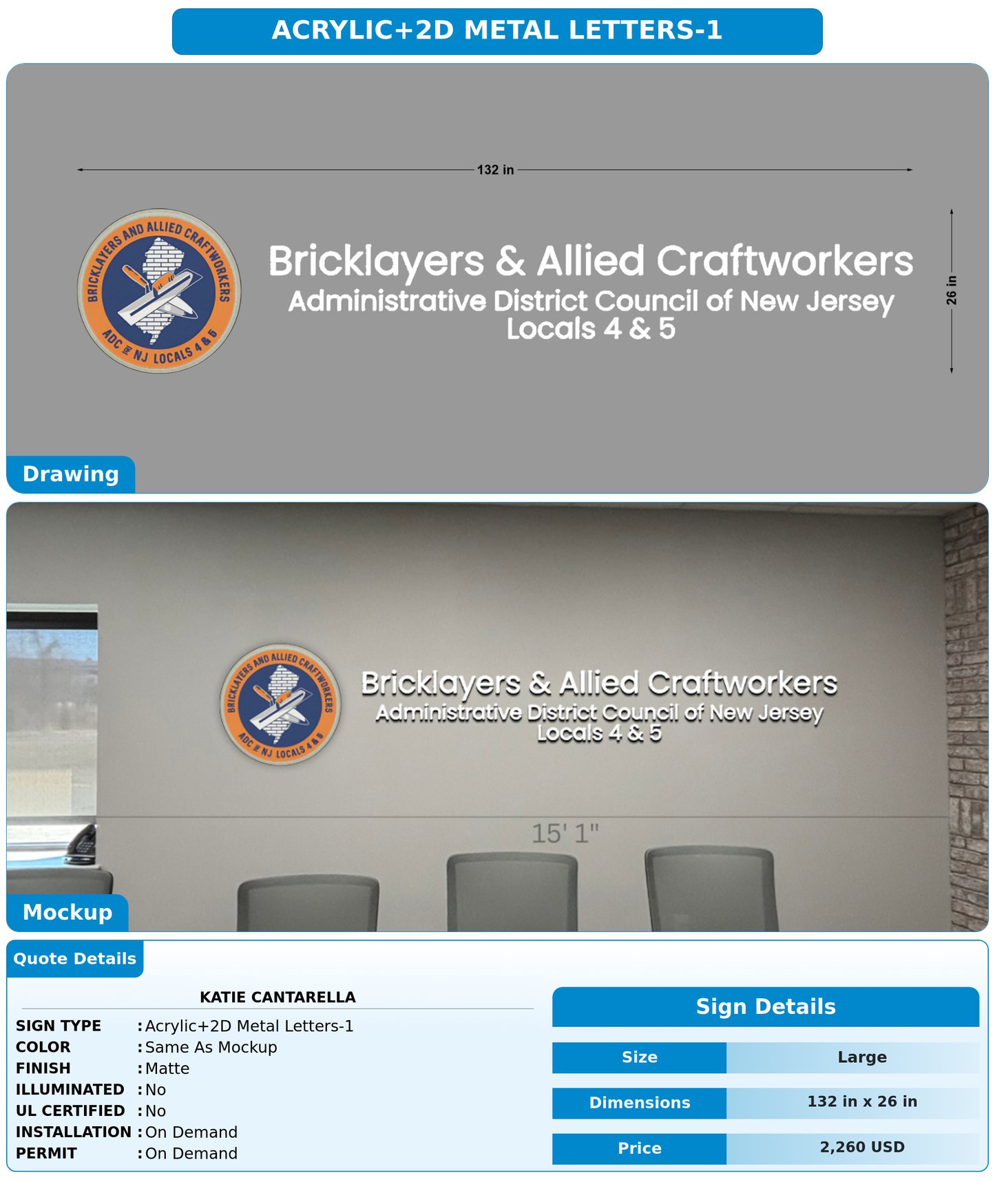 CUSTOM MOCKUP SIGN FOR Katie Cantarella