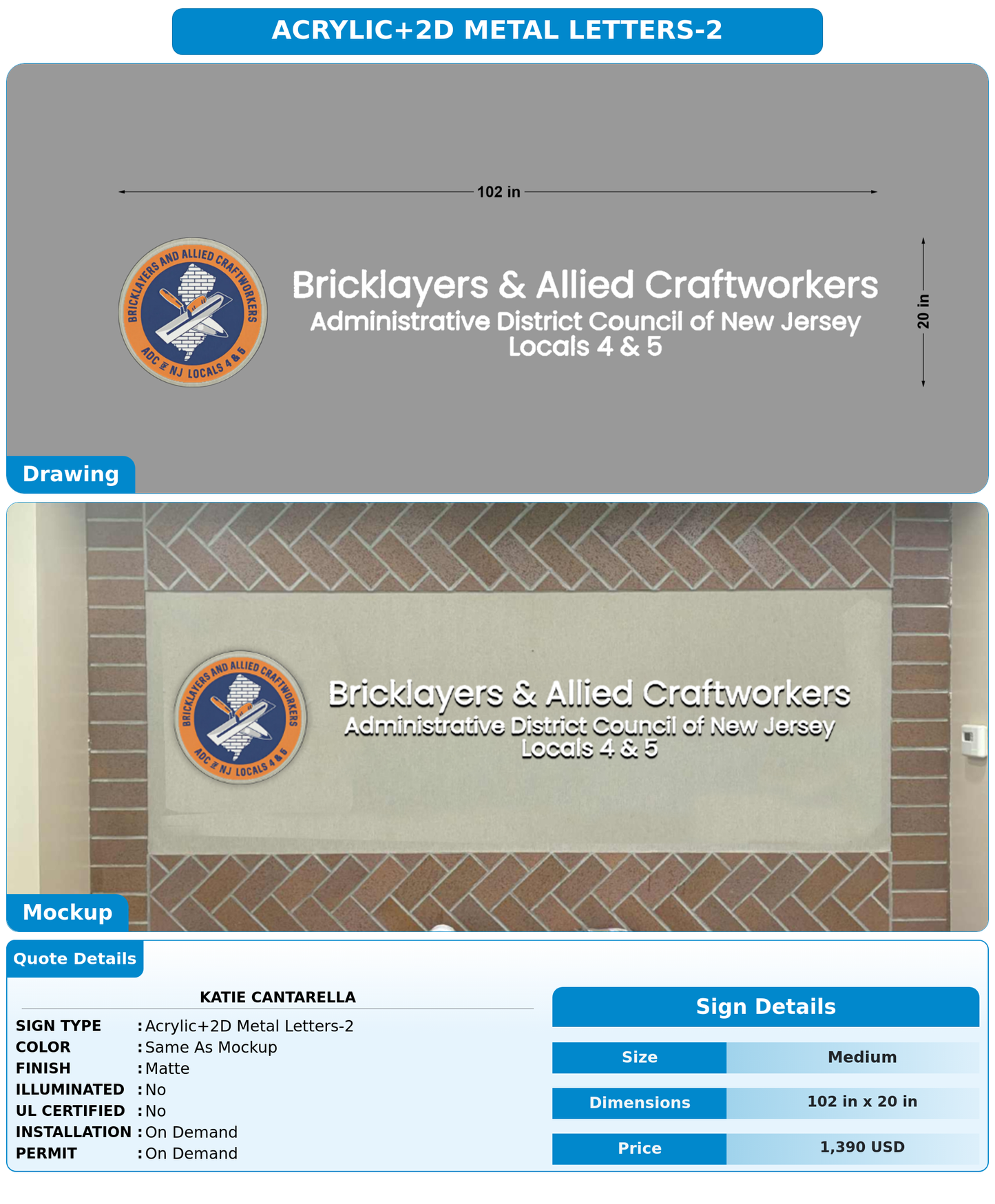CUSTOM MOCKUP SIGN FOR Katie Cantarella