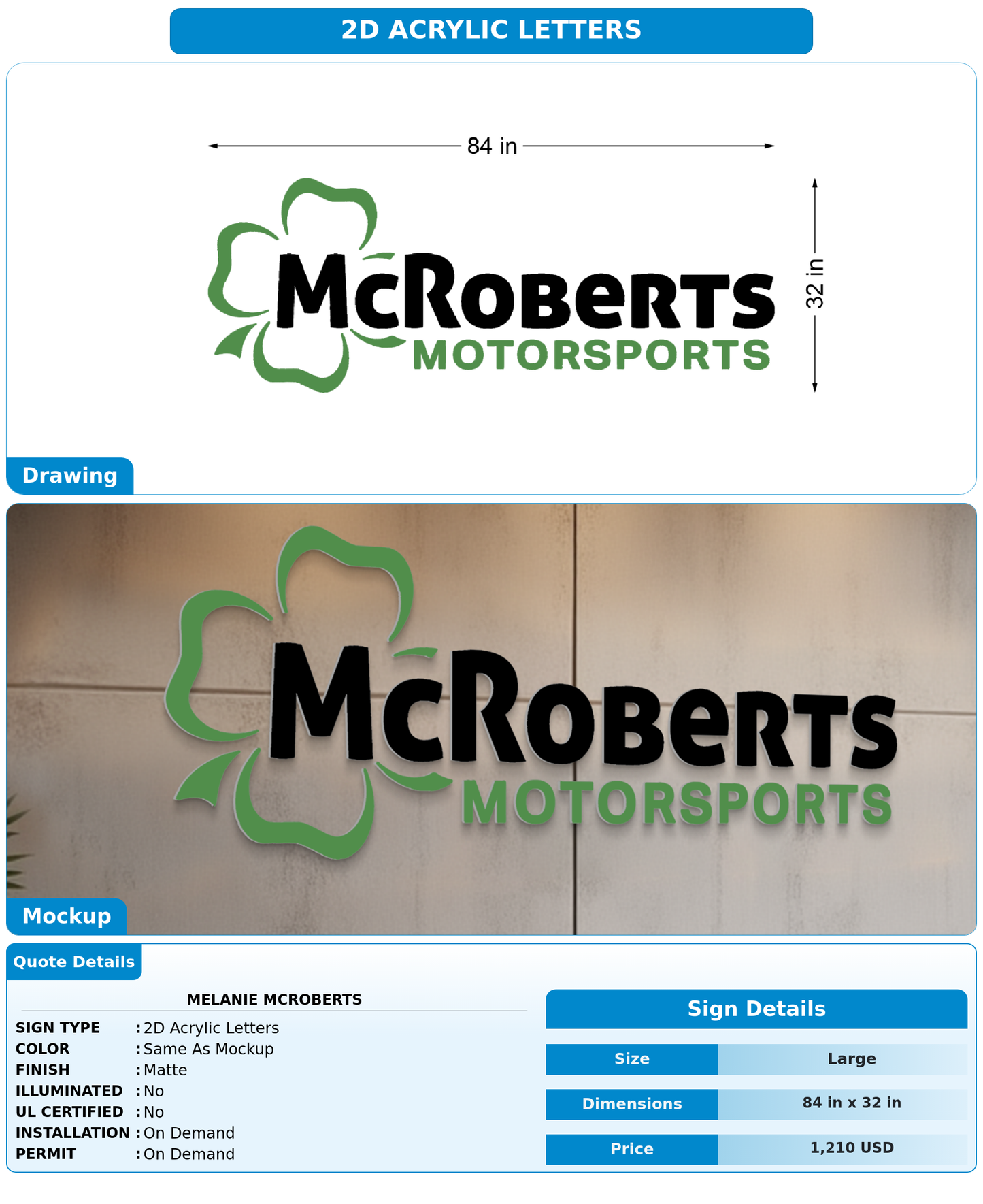 CUSTOM MOCKUP SIGN FOR Melanie McRoberts