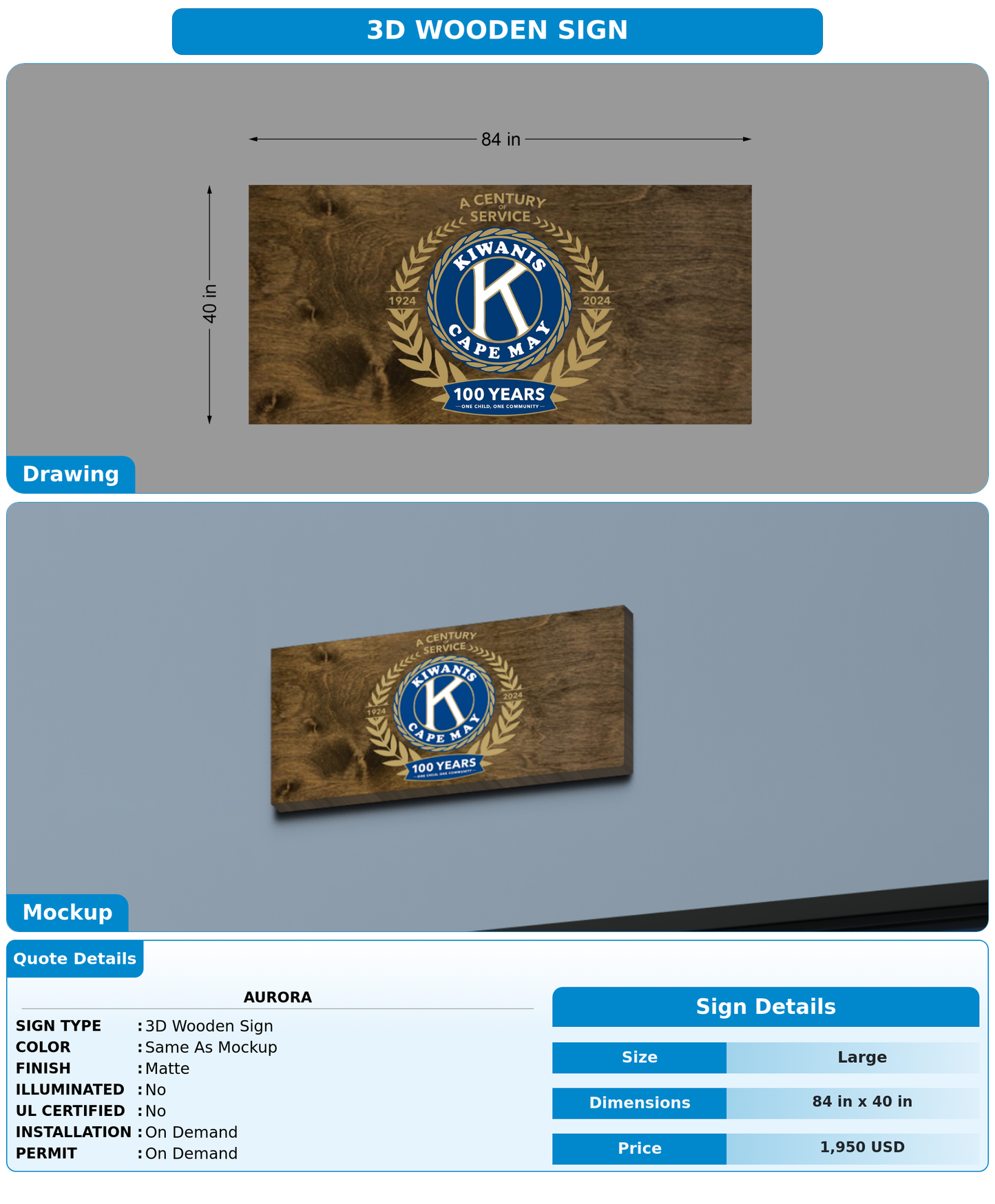 CUSTOM MOCKUP SIGN FOR Aurora