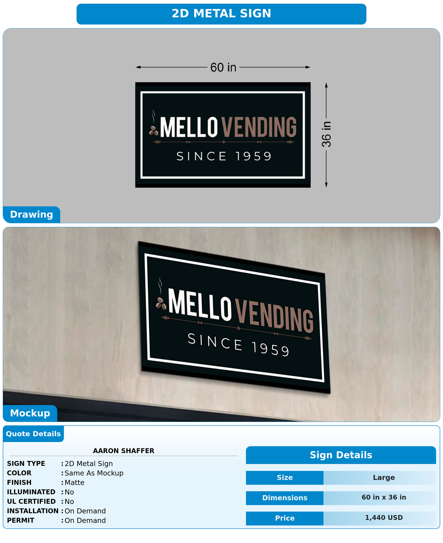 CUSTOM MOCKUP SIGN FOR Aaron shaffer
