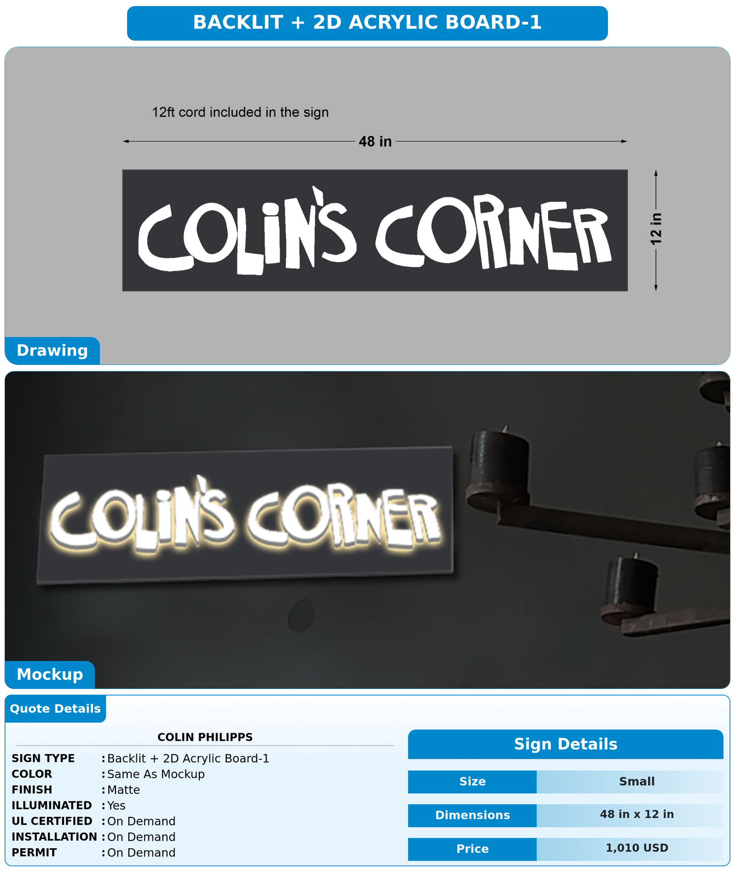CUSTOM MOCKUP SIGN FOR Colin philipps