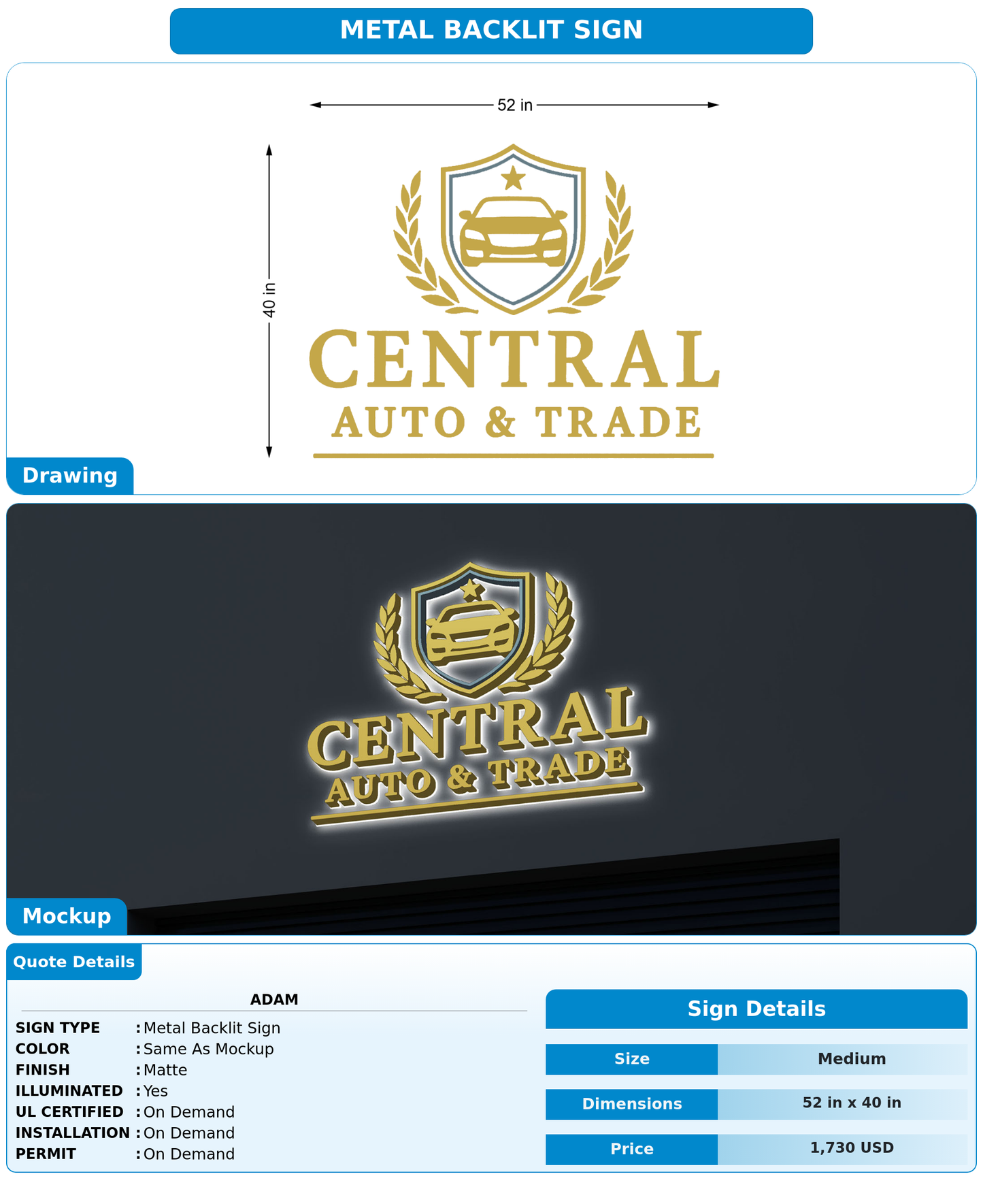 CUSTOM MOCKUP SIGN FOR Adam