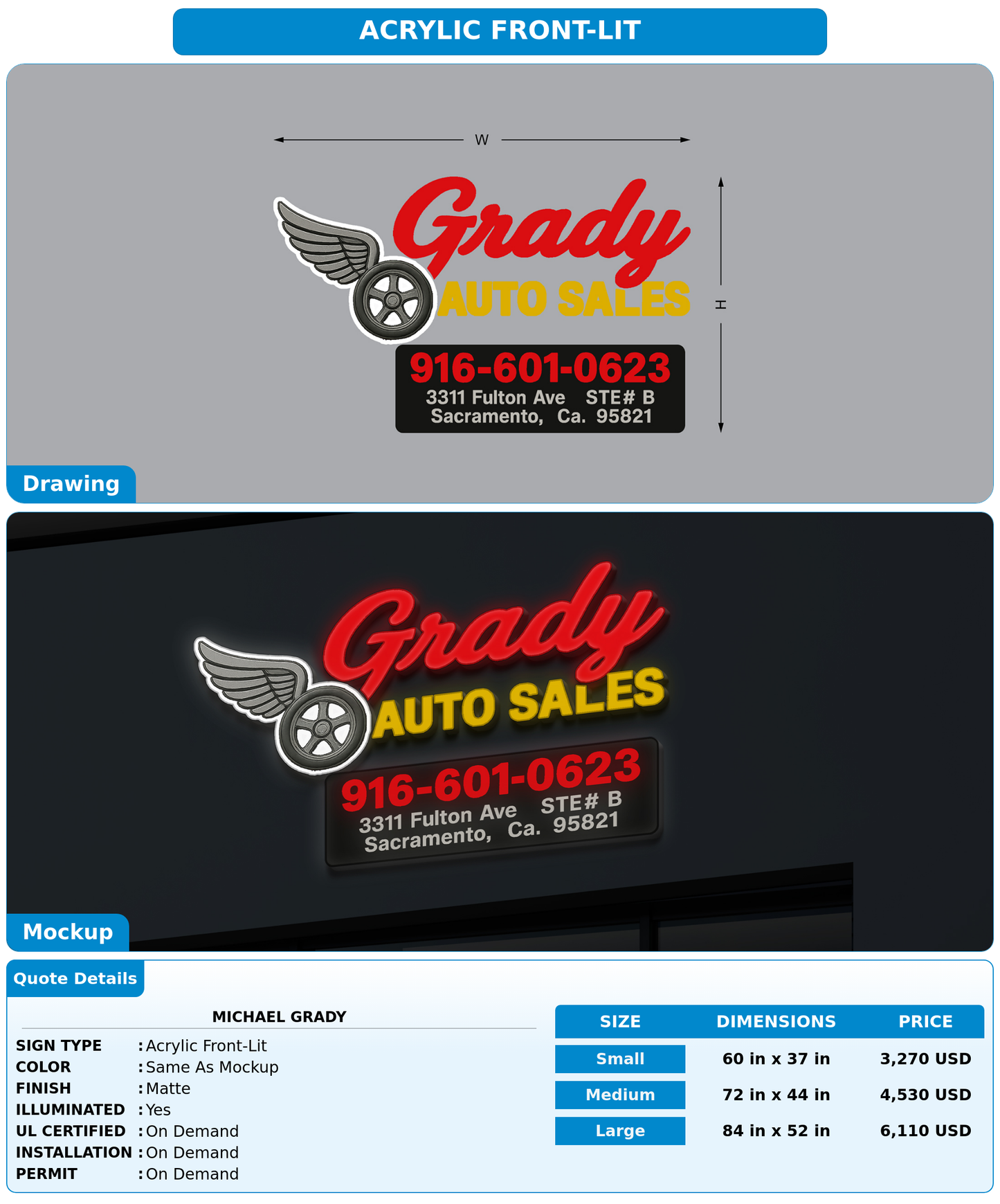 CUSTOM MOCKUP SIGN FOR Michael Grady