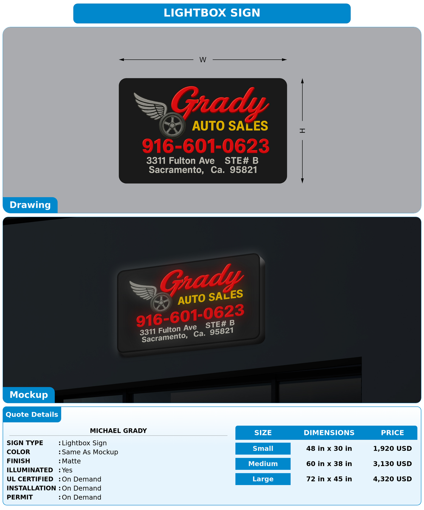 CUSTOM MOCKUP SIGN FOR Michael Grady