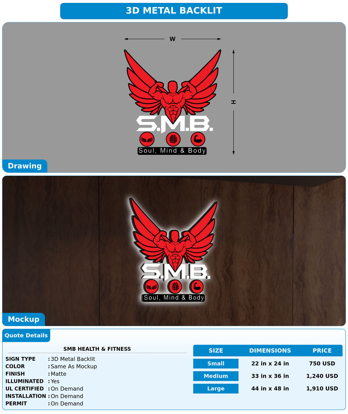 CUSTOM MOCKUP SIGN FOR SMB health & fitness