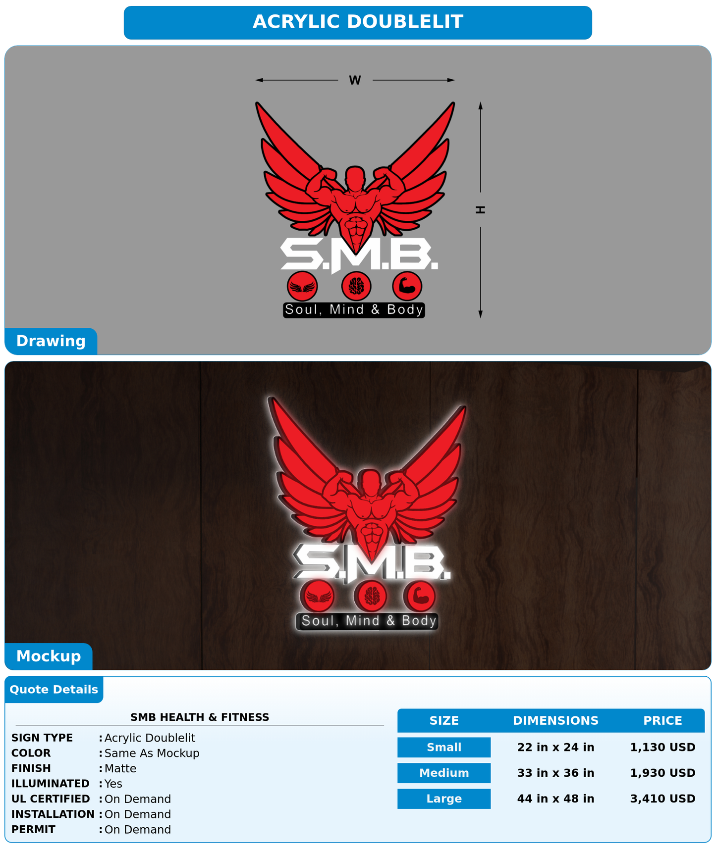 CUSTOM MOCKUP SIGN FOR SMB health & fitness