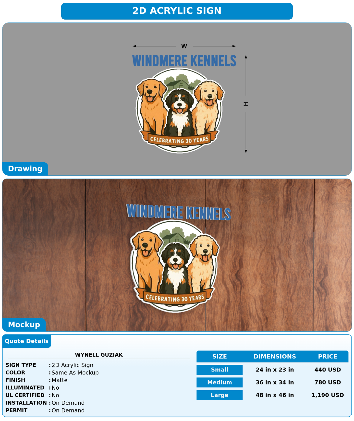 CUSTOM MOCKUP SIGN FOR Wynell Guziak