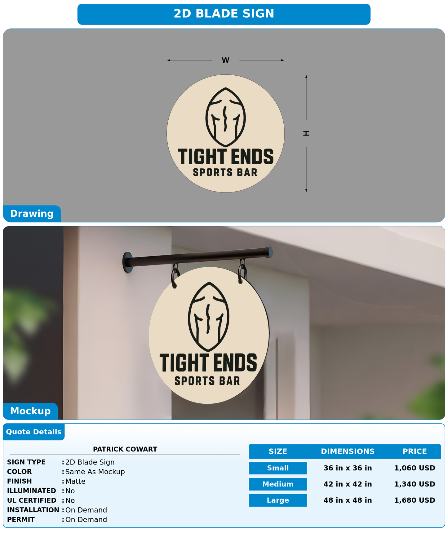 CUSTOM MOCKUP SIGN FOR Patrick Cowart