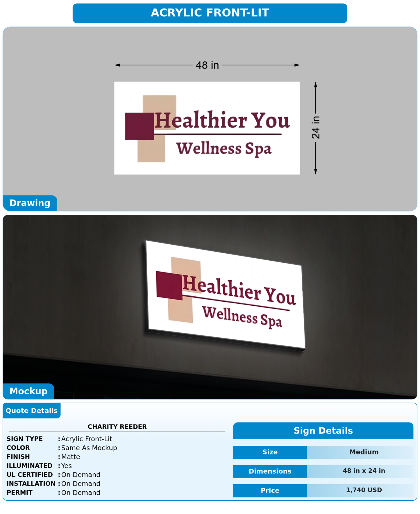 CUSTOM MOCKUP SIGN FOR Charity Reeder