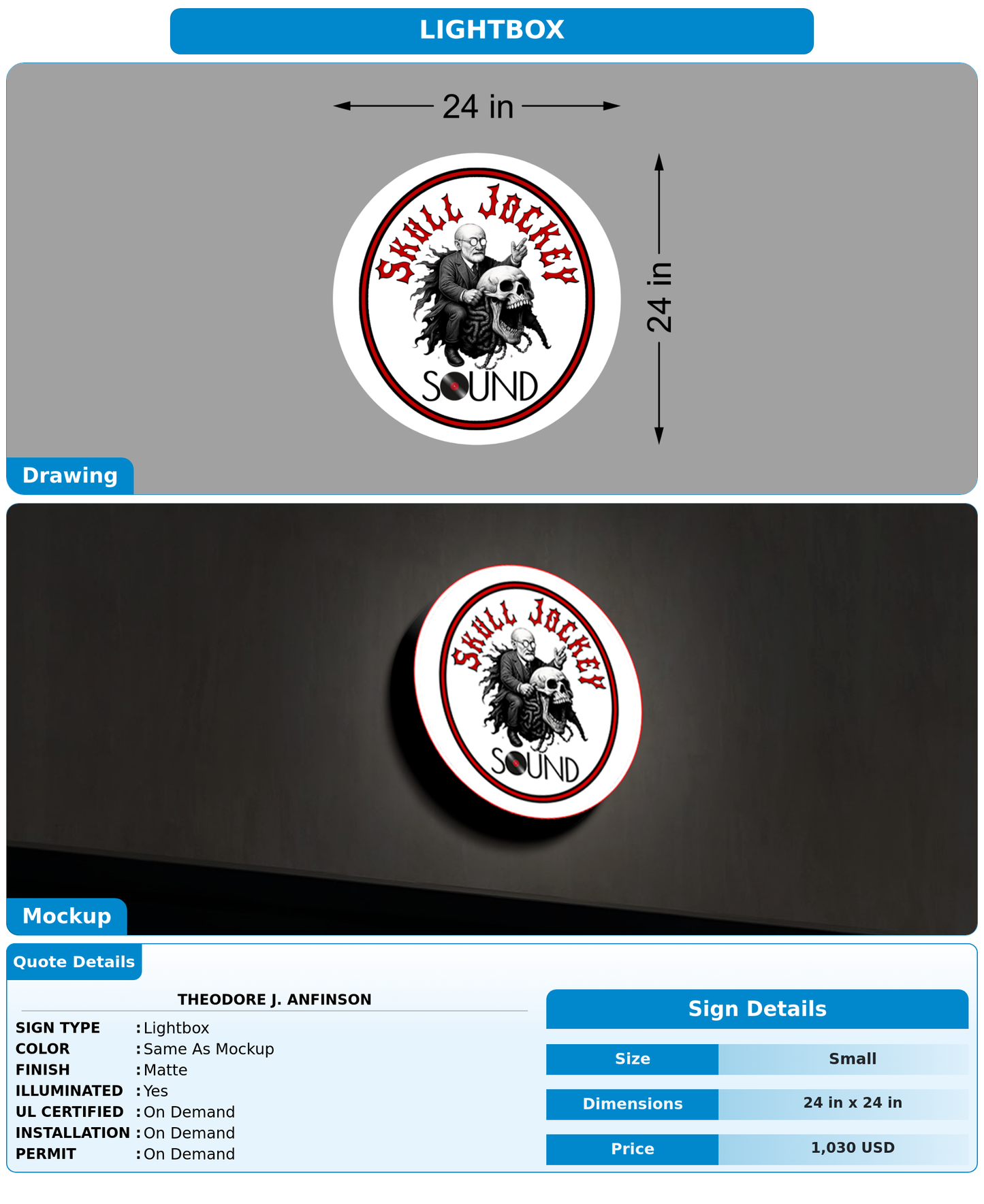 CUSTOM MOCKUP SIGN FOR Theodore J. Anfinson