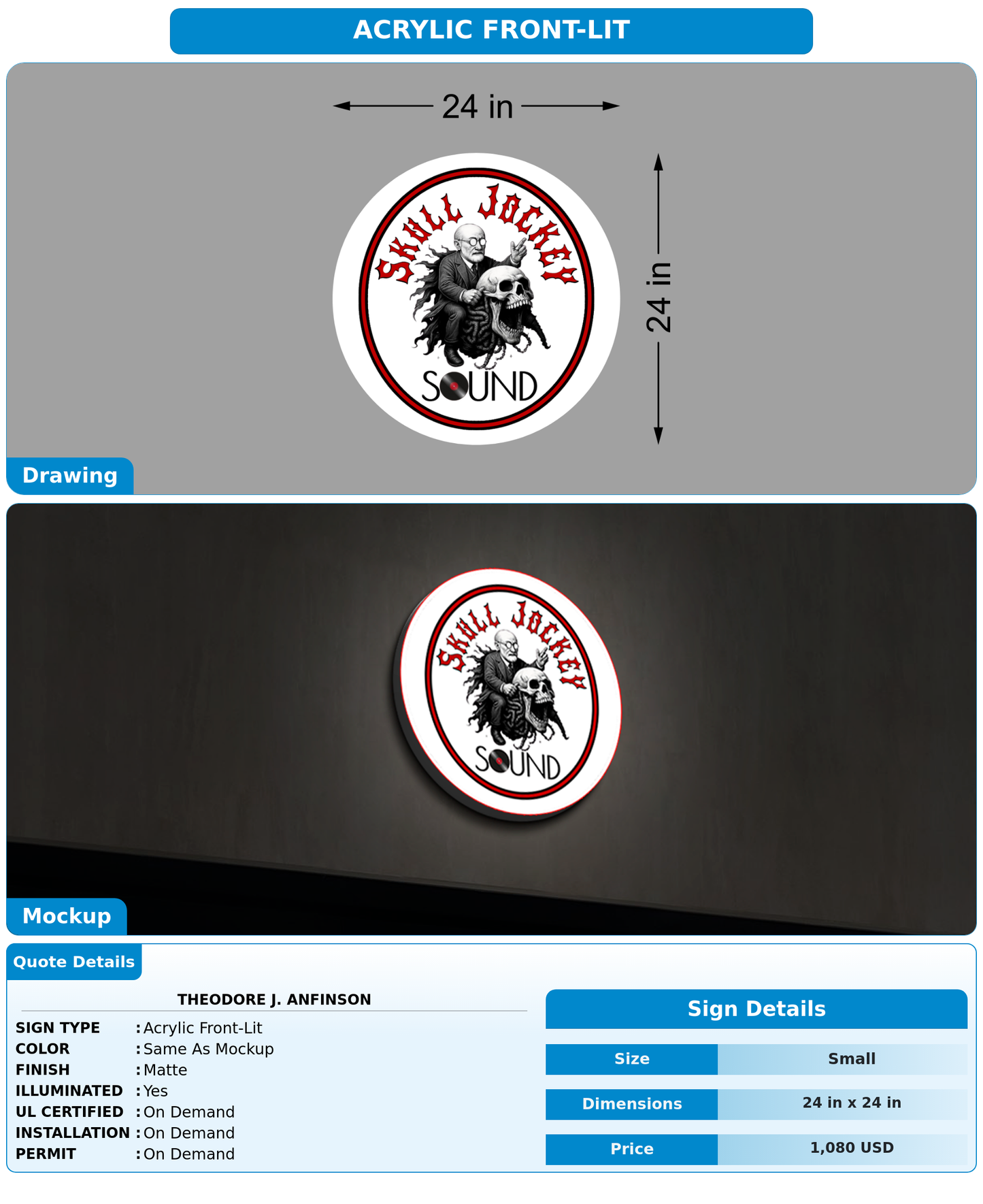 CUSTOM MOCKUP SIGN FOR Theodore J. Anfinson