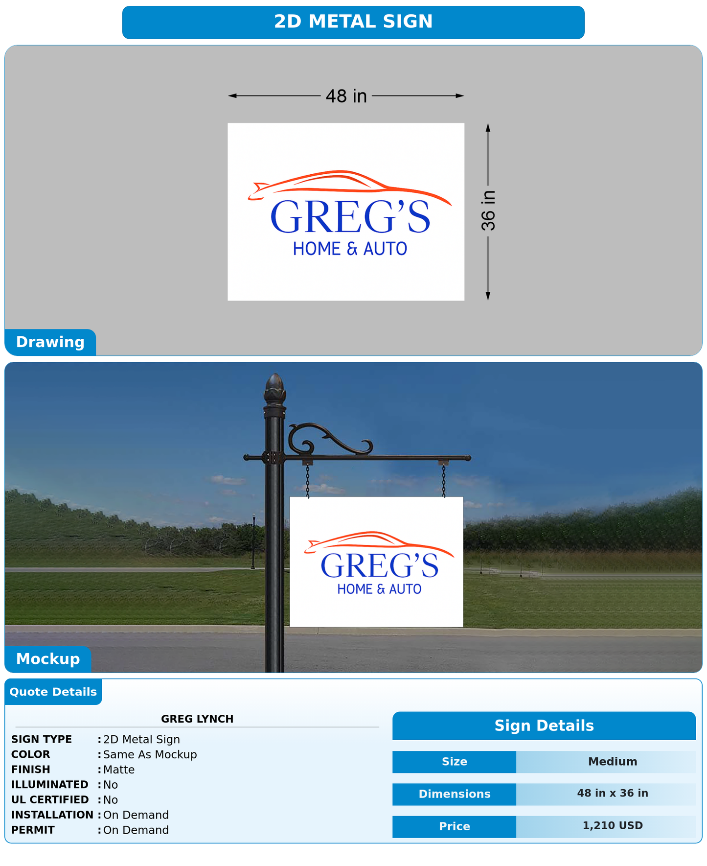 CUSTOM MOCKUP SIGN FOR Greg Lynch