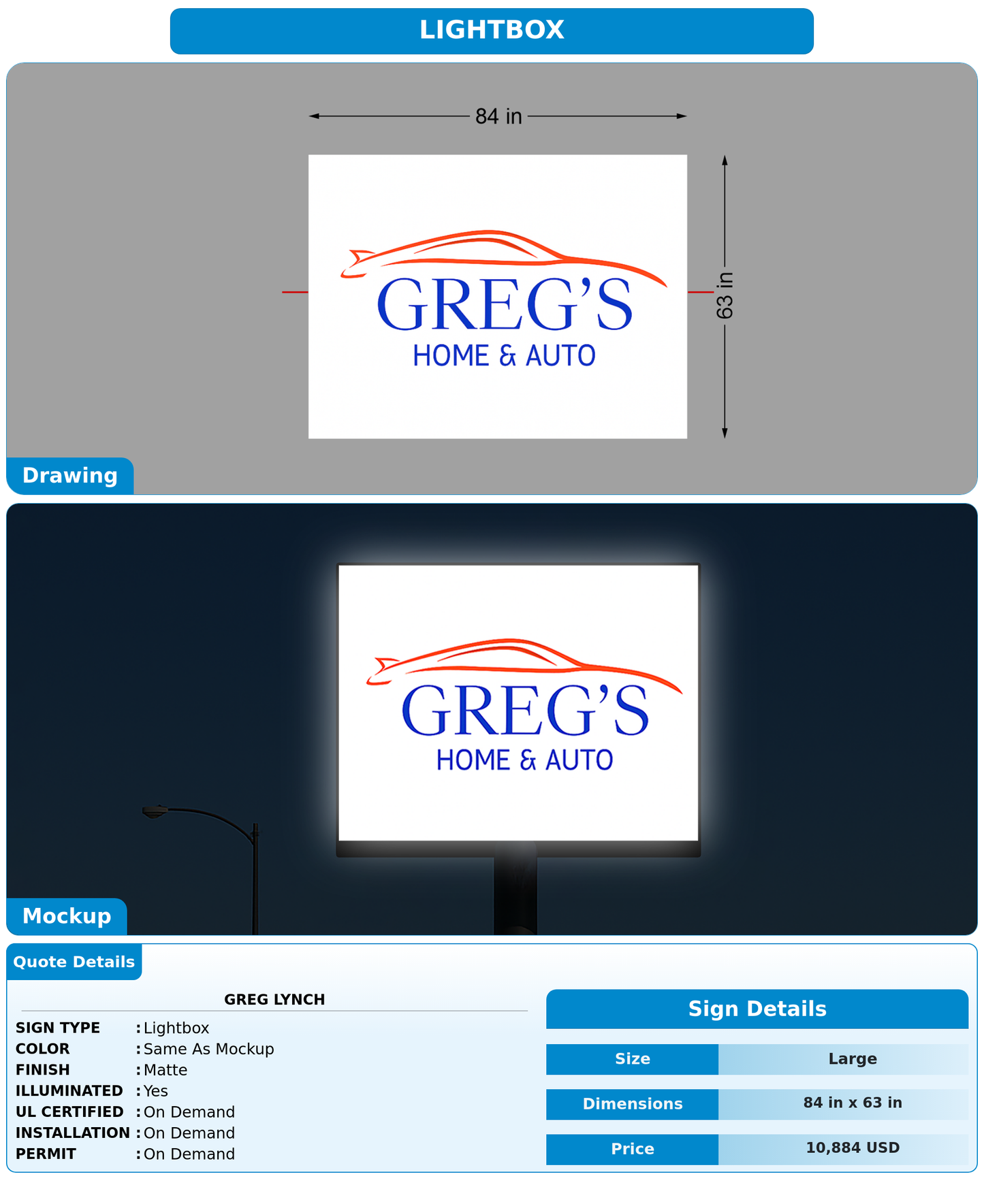 CUSTOM MOCKUP SIGN FOR Greg Lynch
