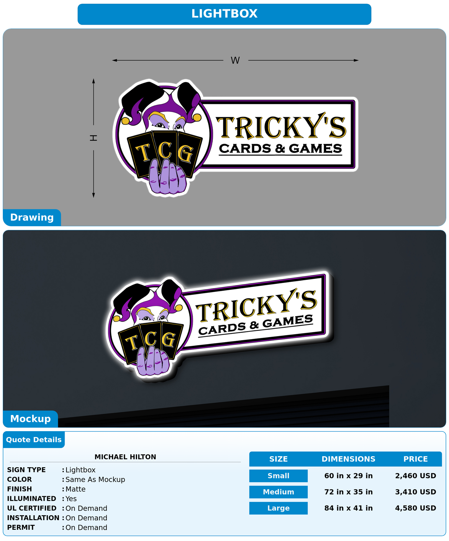 CUSTOM MOCKUP SIGN FOR Michael Hilton