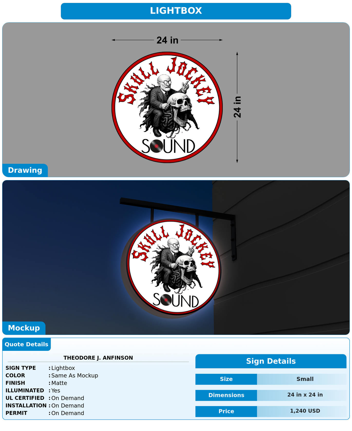 CUSTOM MOCKUP SIGN FOR Theodore J. Anfinson
