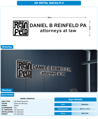 CUSTOM MOCKUP SIGN FOR Daniel Reinfeld