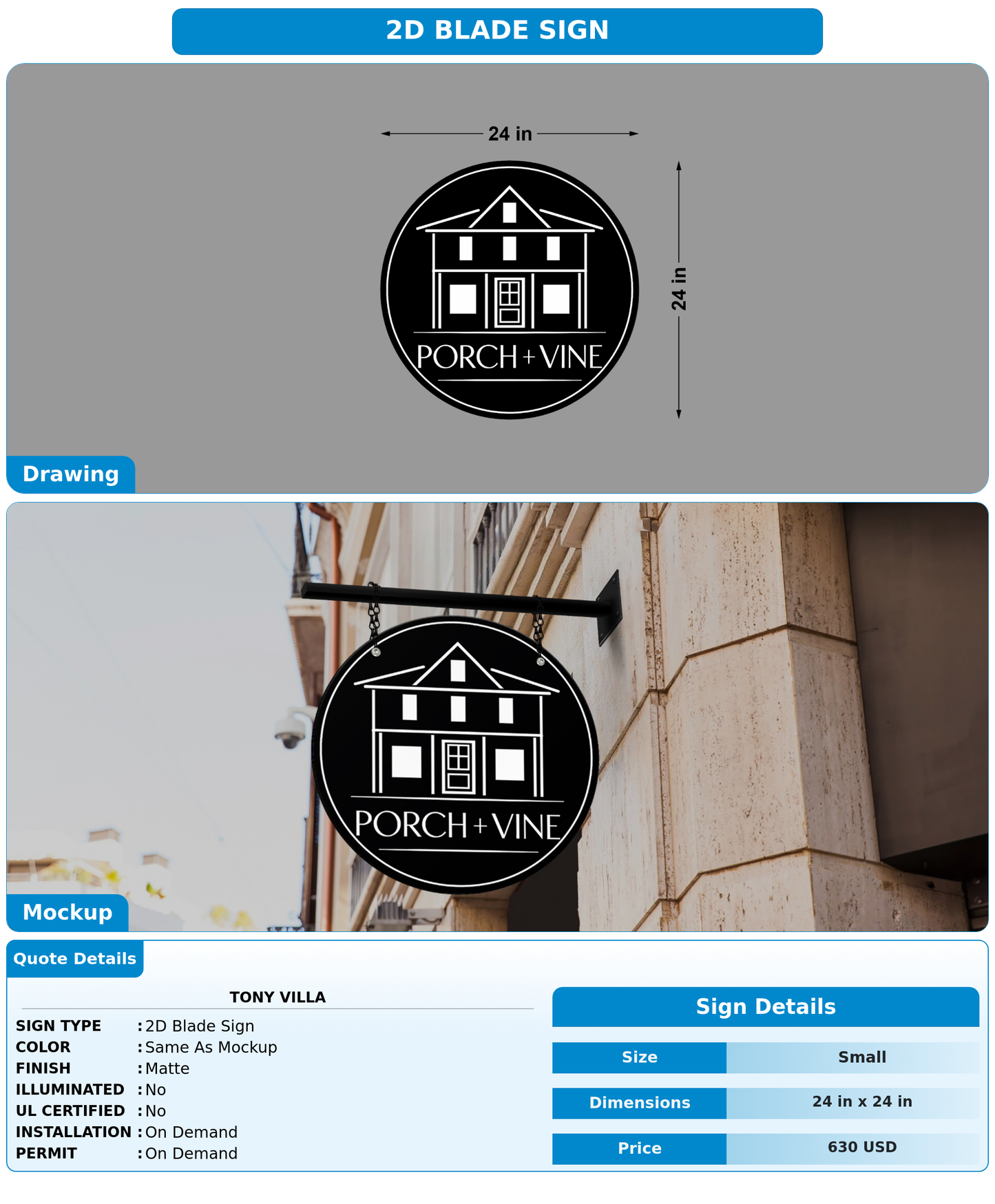 CUSTOM MOCKUP SIGN FOR Tony Villa