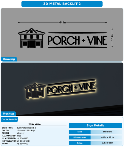 CUSTOM MOCKUP SIGN FOR Tony Villa