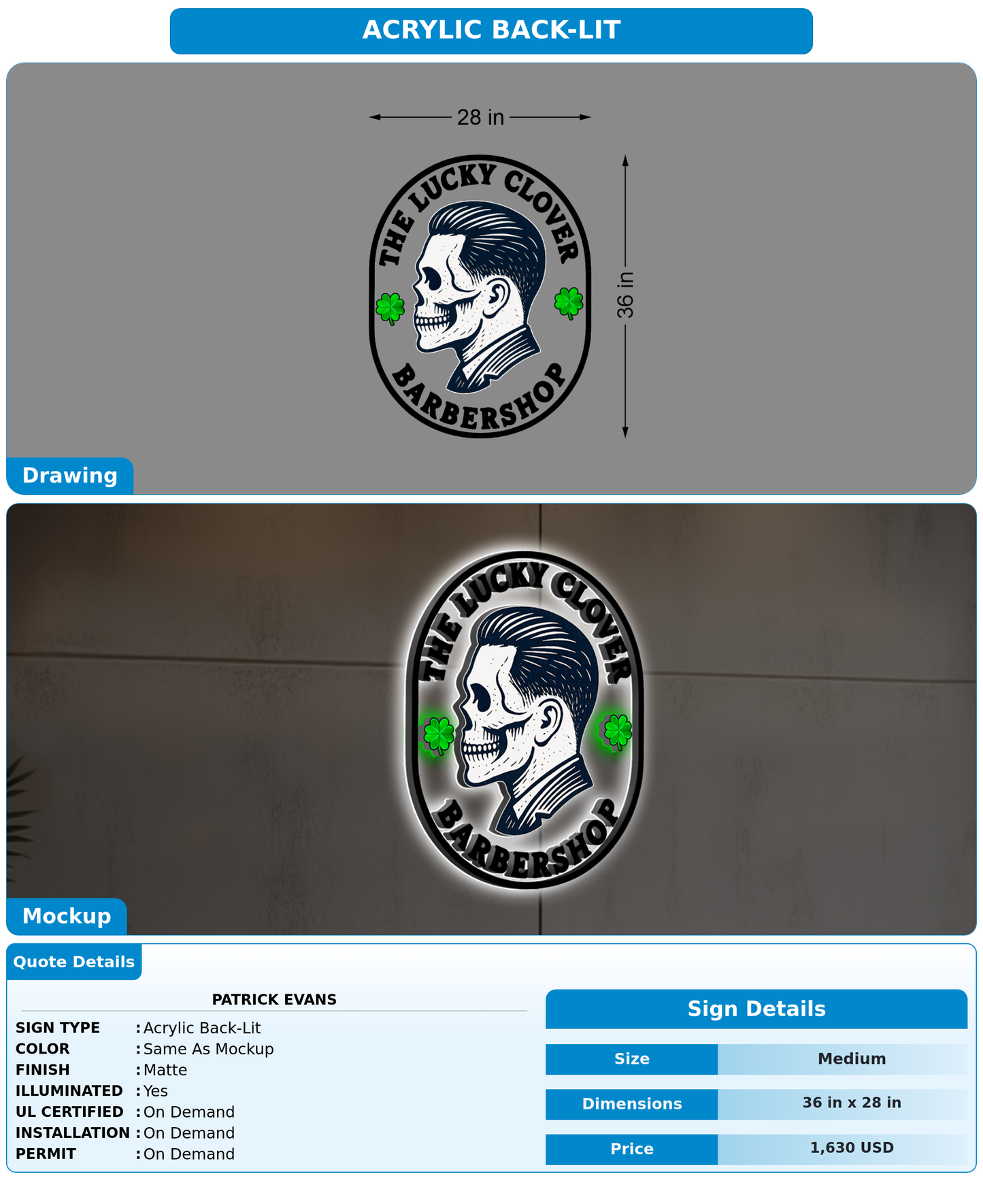 CUSTOM MOCKUP SIGN FOR Patrick Evans