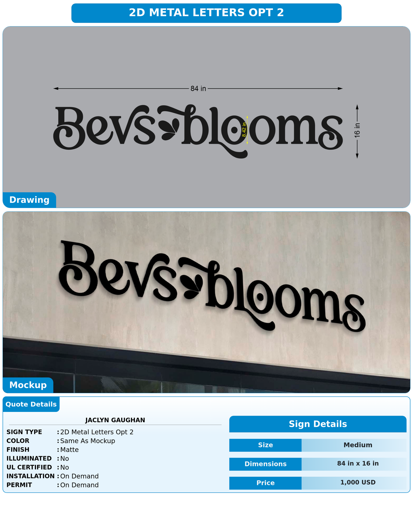 CUSTOM MOCKUP SIGN FOR Jaclyn Gaughan