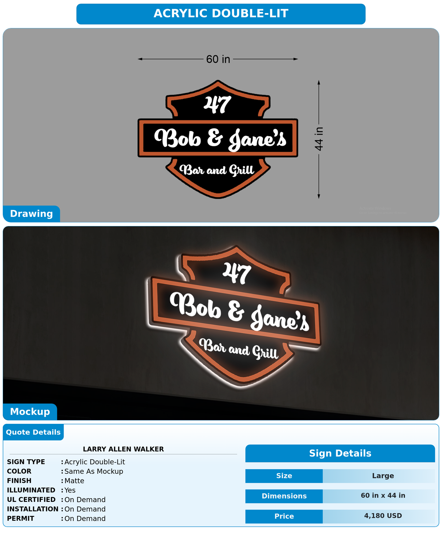 CUSTOM MOCKUP SIGN FOR Larry Allen Walker