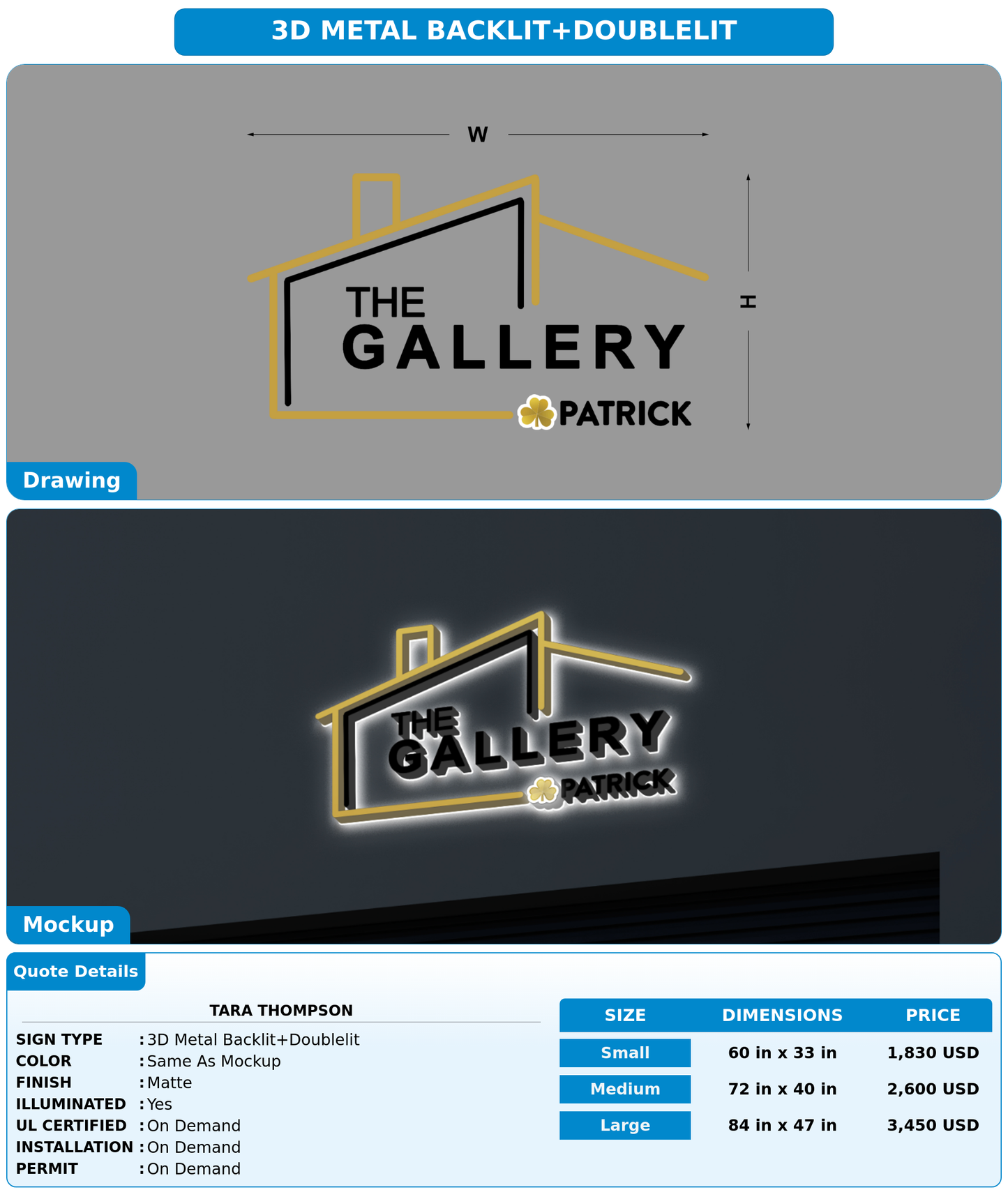 CUSTOM MOCKUP SIGN FOR Tara Thompson