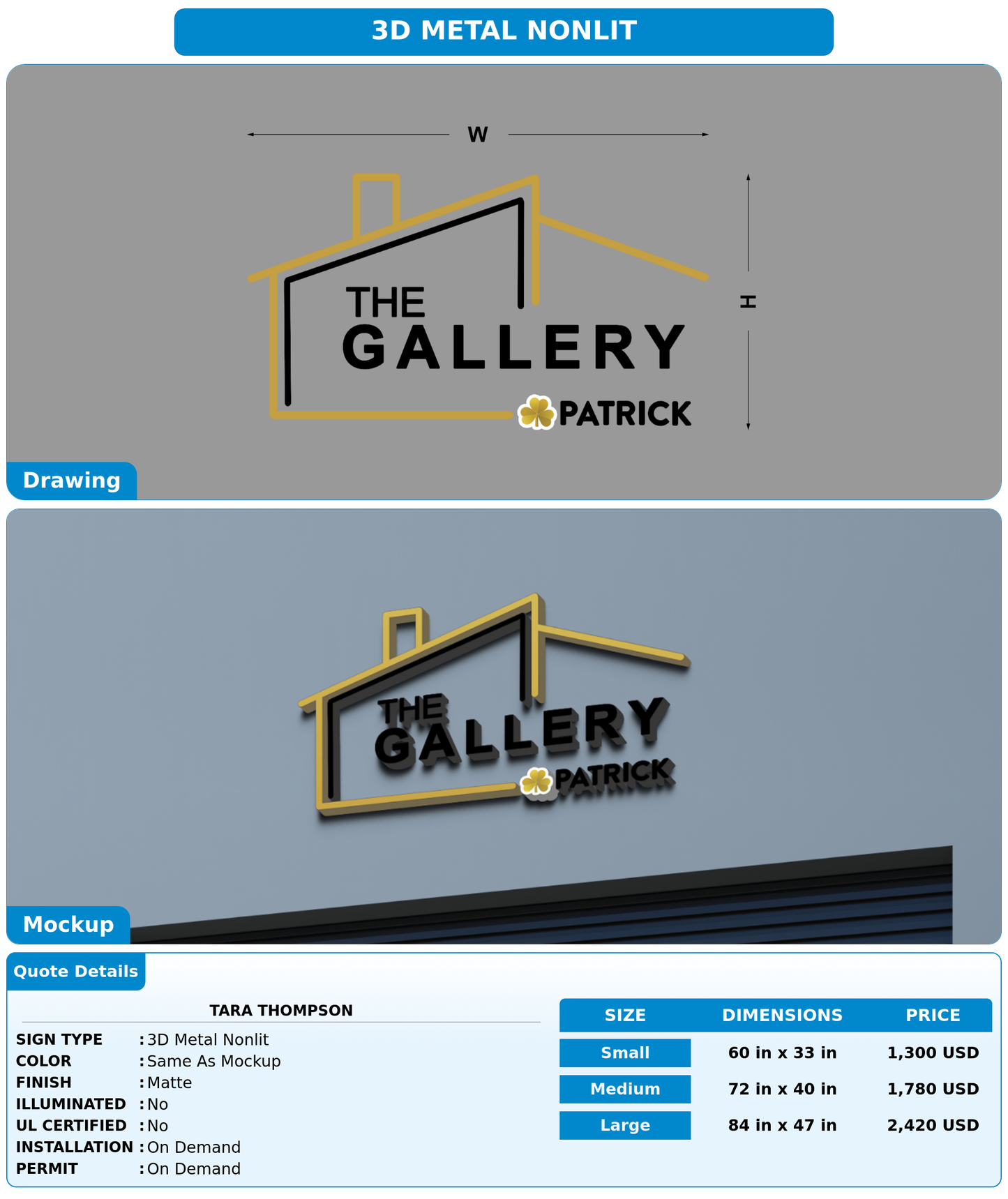 CUSTOM MOCKUP SIGN FOR Tara Thompson