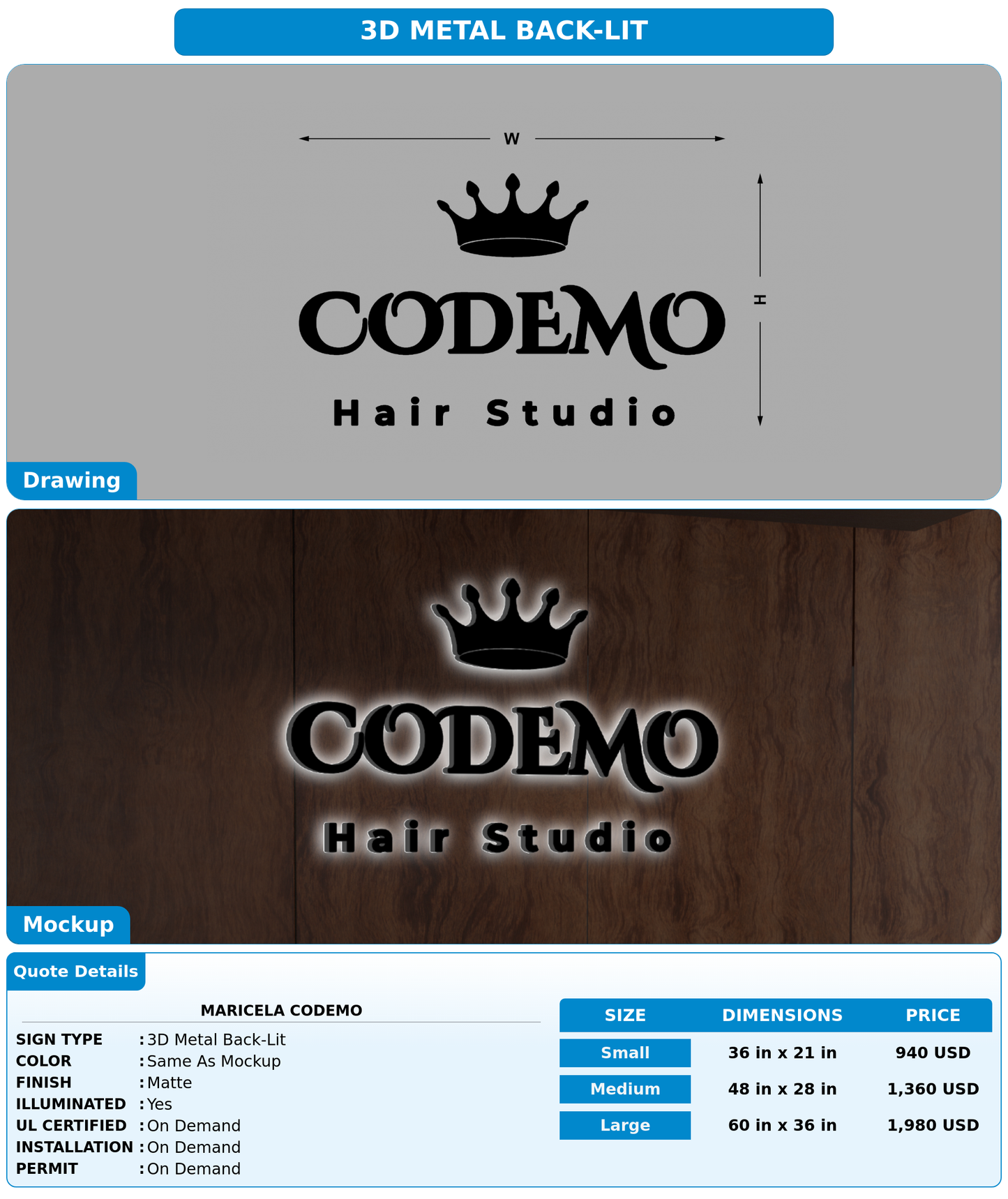 CUSTOM MOCKUP SIGN FOR Maricela Codemo