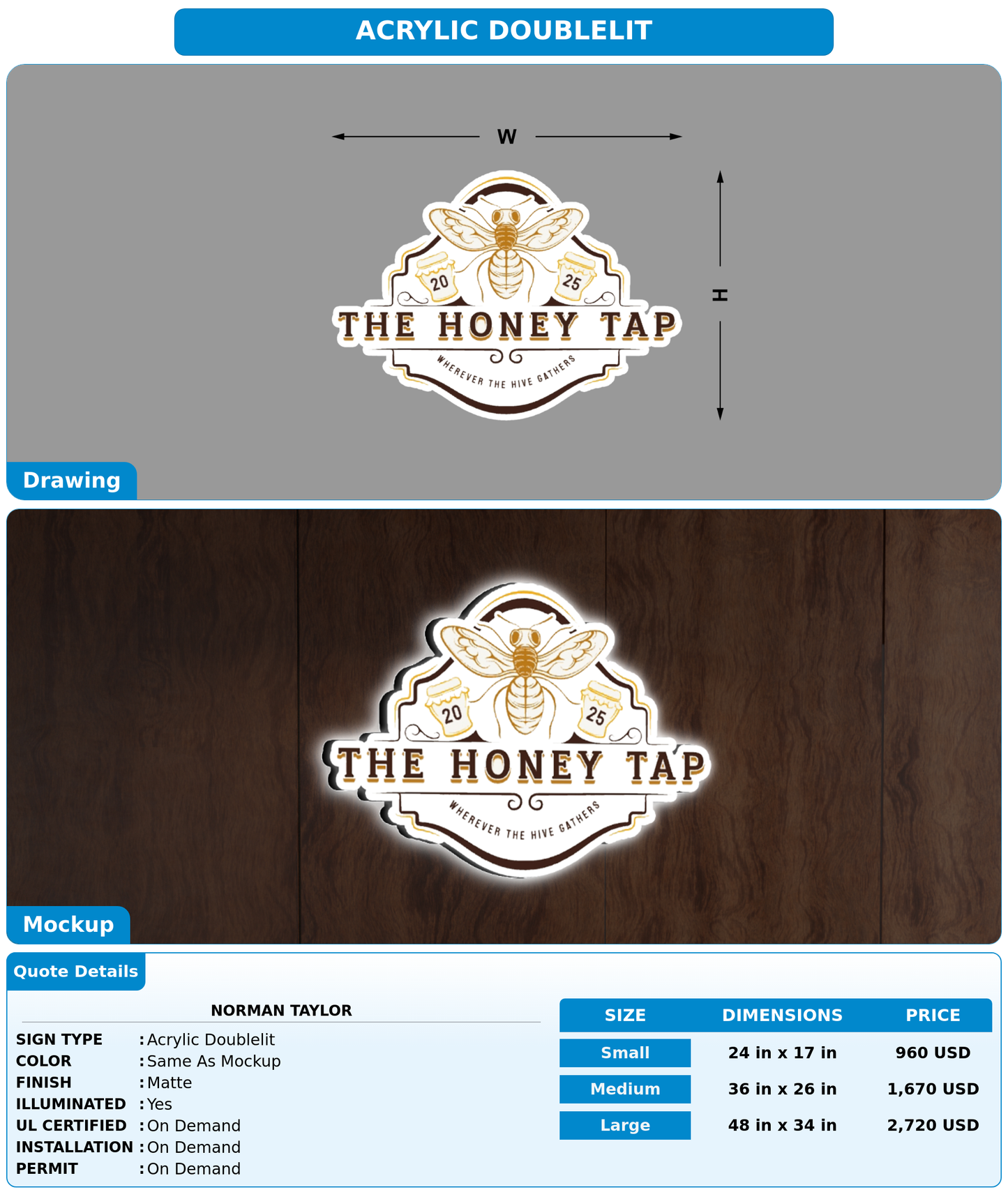 CUSTOM MOCKUP SIGN FOR Norman Taylor