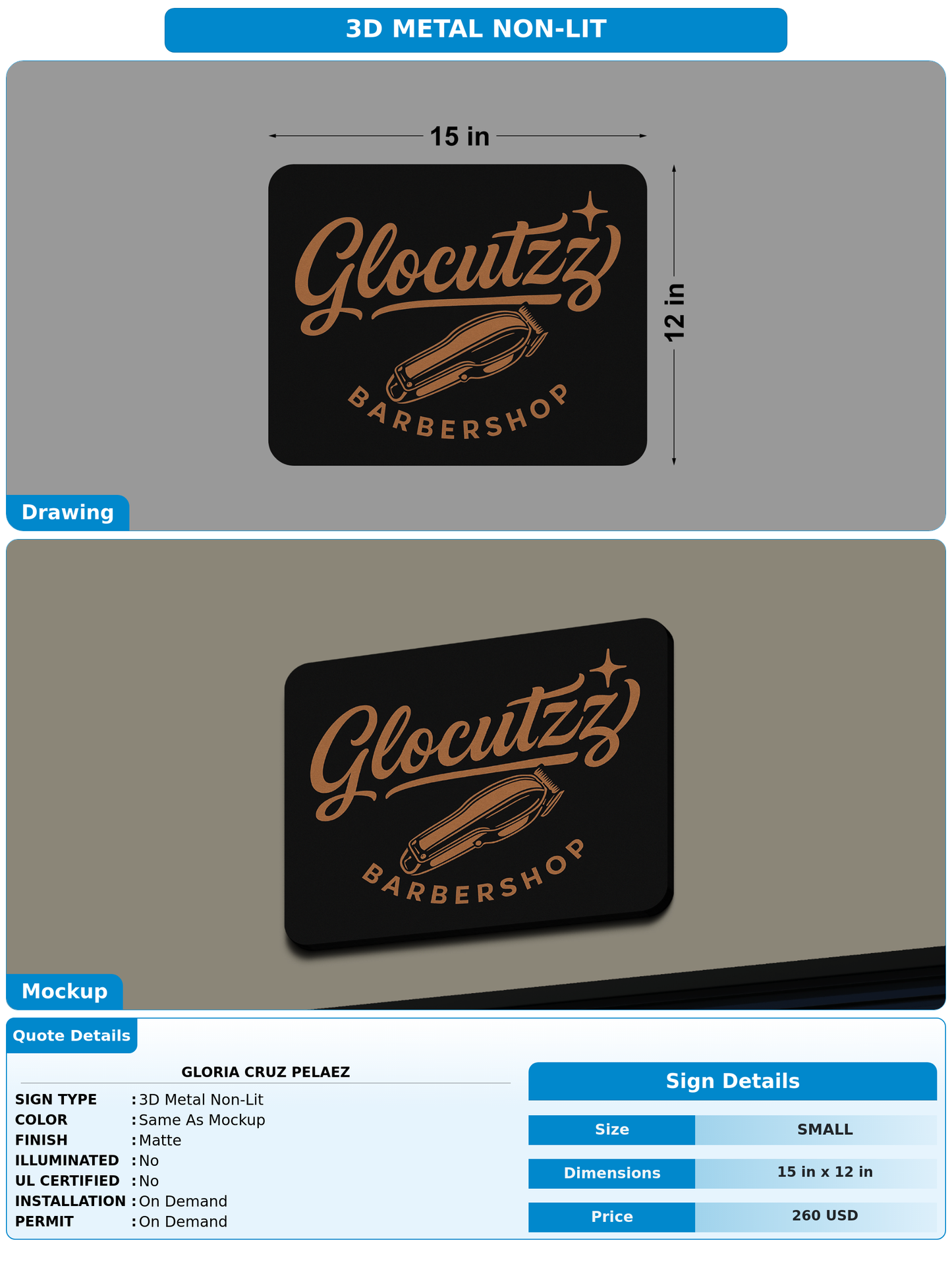 CUSTOM MOCKUP SIGN FOR GLORIA CRUZ PELAEZ